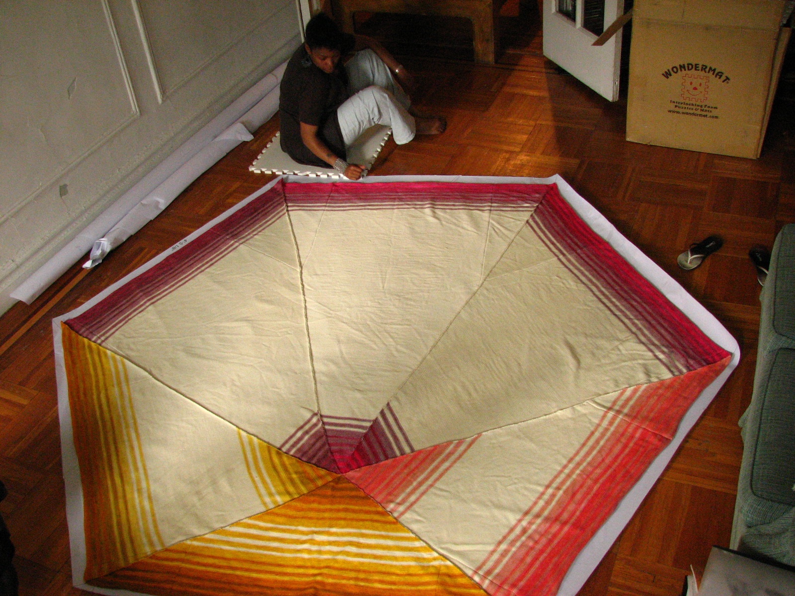 Hexagon #3 before final pressing, with Nicole sitting to show scale.