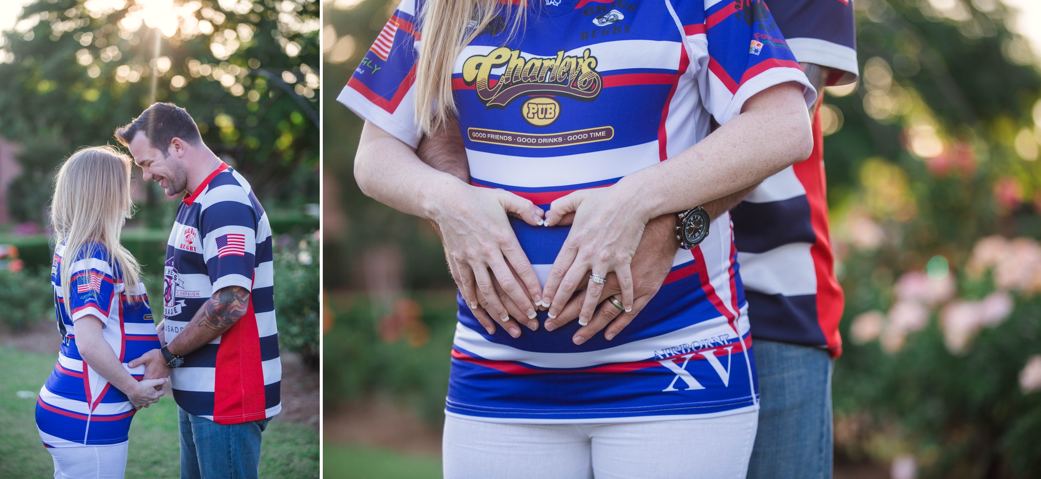 Military Family Maternity Photography Session at the FTCC Rose Garden in Fayetteville, NC - Raleigh North Carolina Photographer - Johanna Dye 