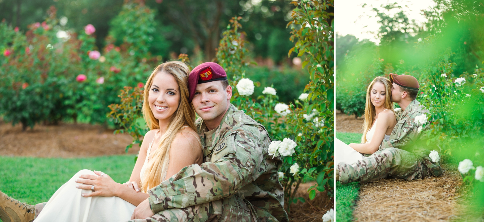 Military Couple Engagement Session at the FTCC Rose Garden - Fayetteville North Carolina Wedding Photographer