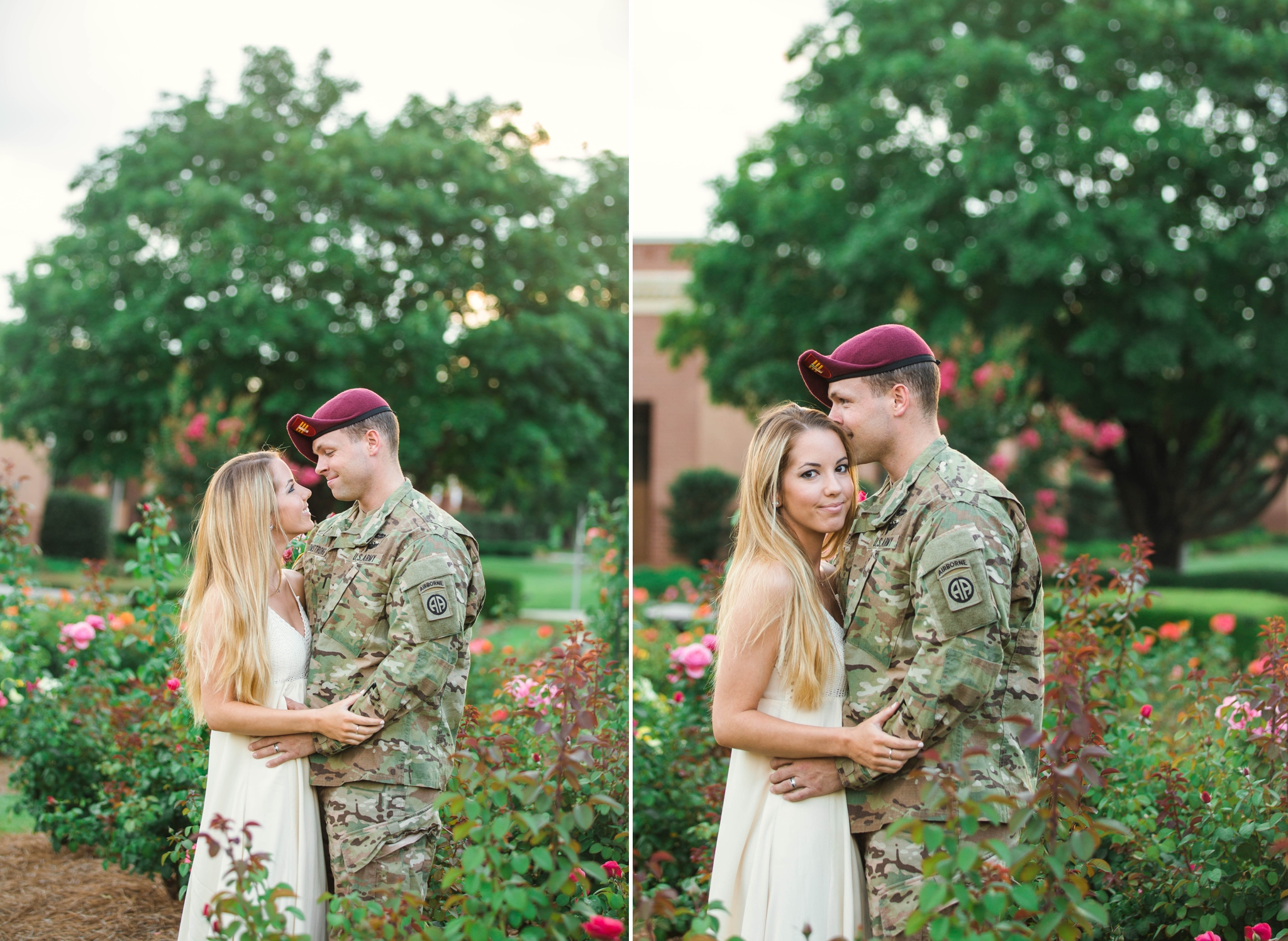 Military Couple Engagement Session at the FTCC Rose Garden - Fayetteville North Carolina Wedding Photographer