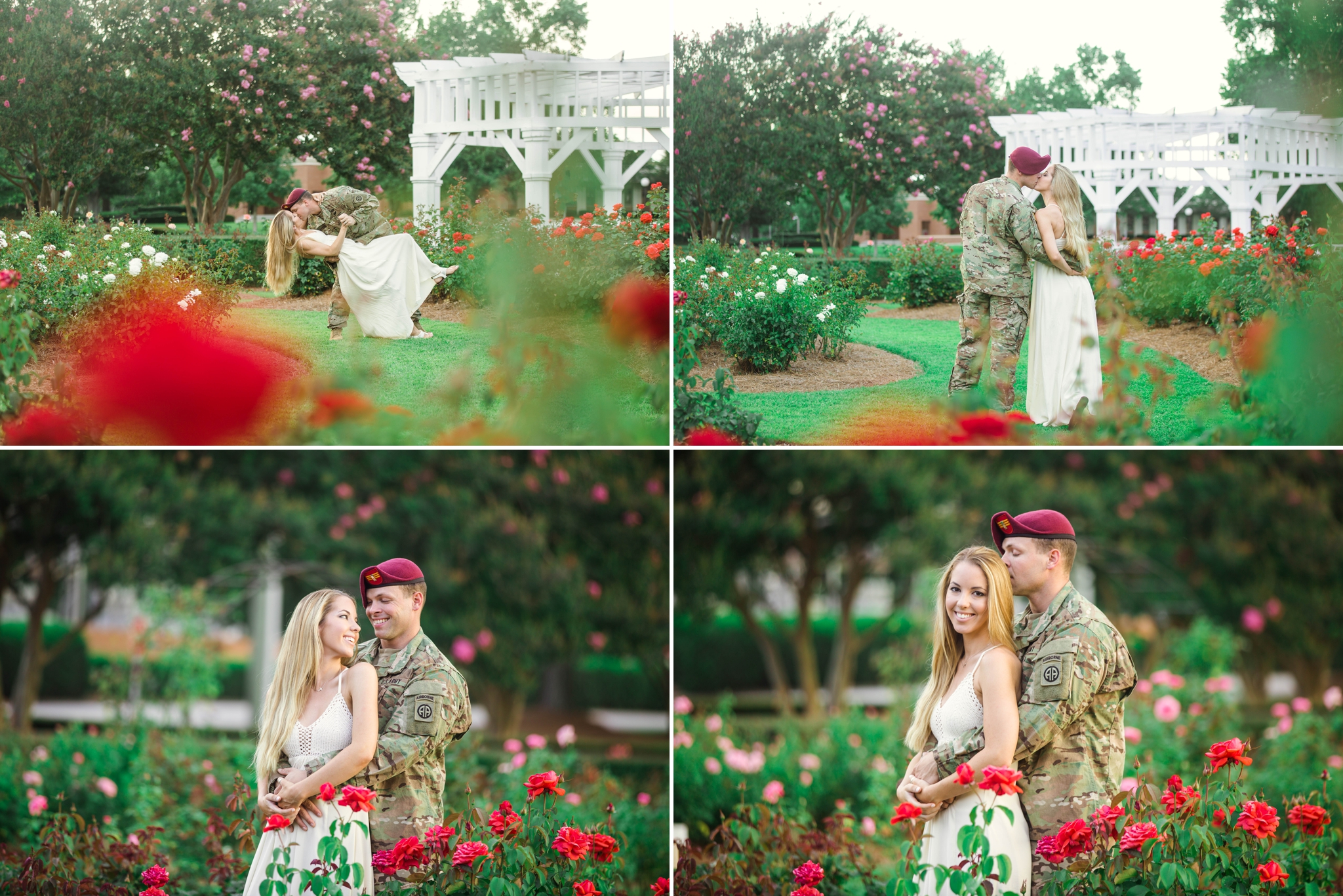 Military Couple Engagement Session at the FTCC Rose Garden - Fayetteville North Carolina Wedding Photographer