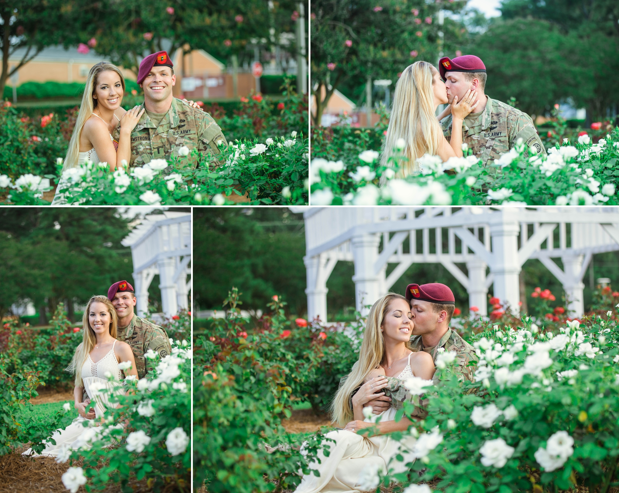 Military Couple Engagement Session at the FTCC Rose Garden - Fayetteville North Carolina Wedding Photographer
