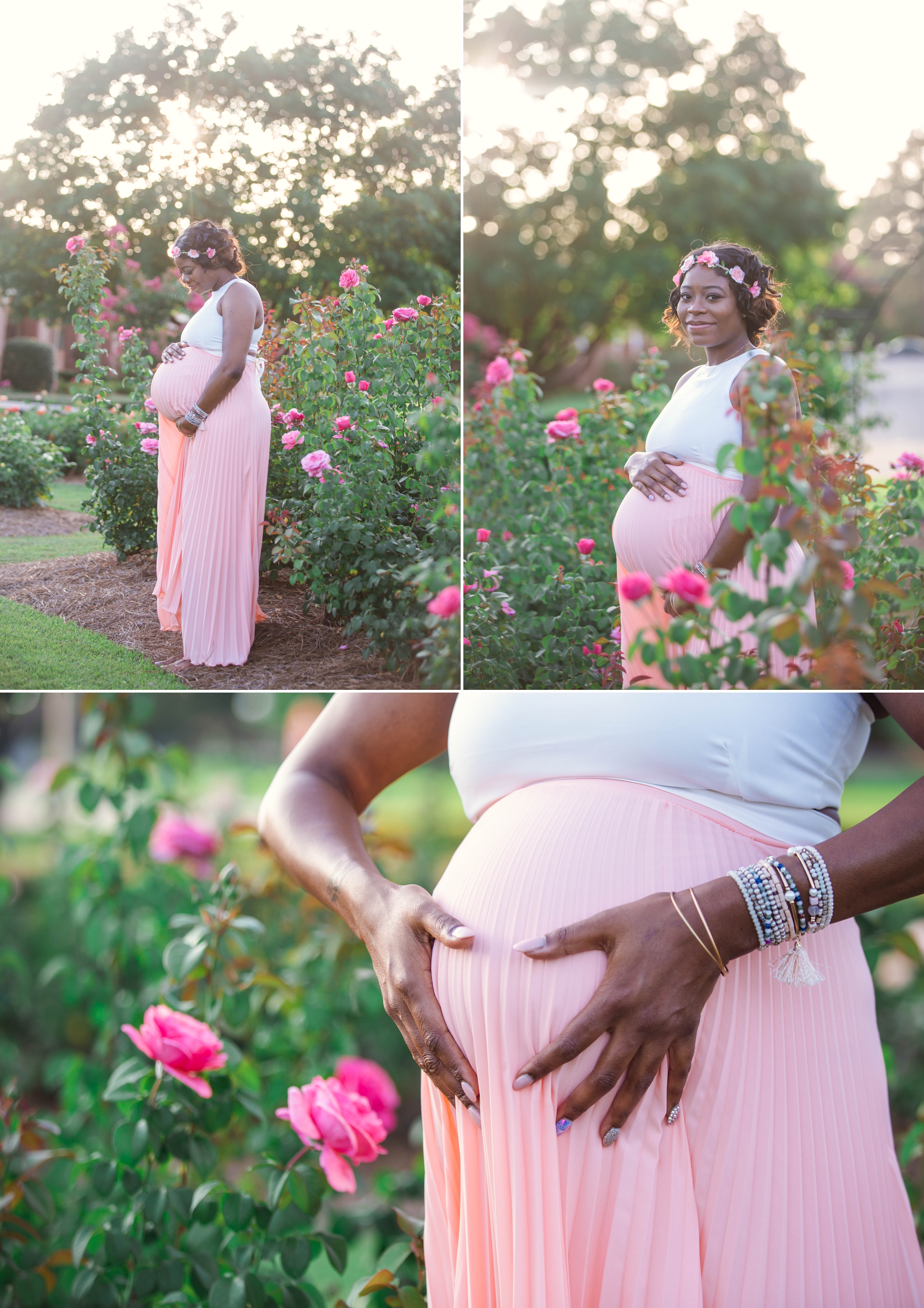 Maternity Photography Session at the FTCC Rose Garden in Fayetteville North Carolina