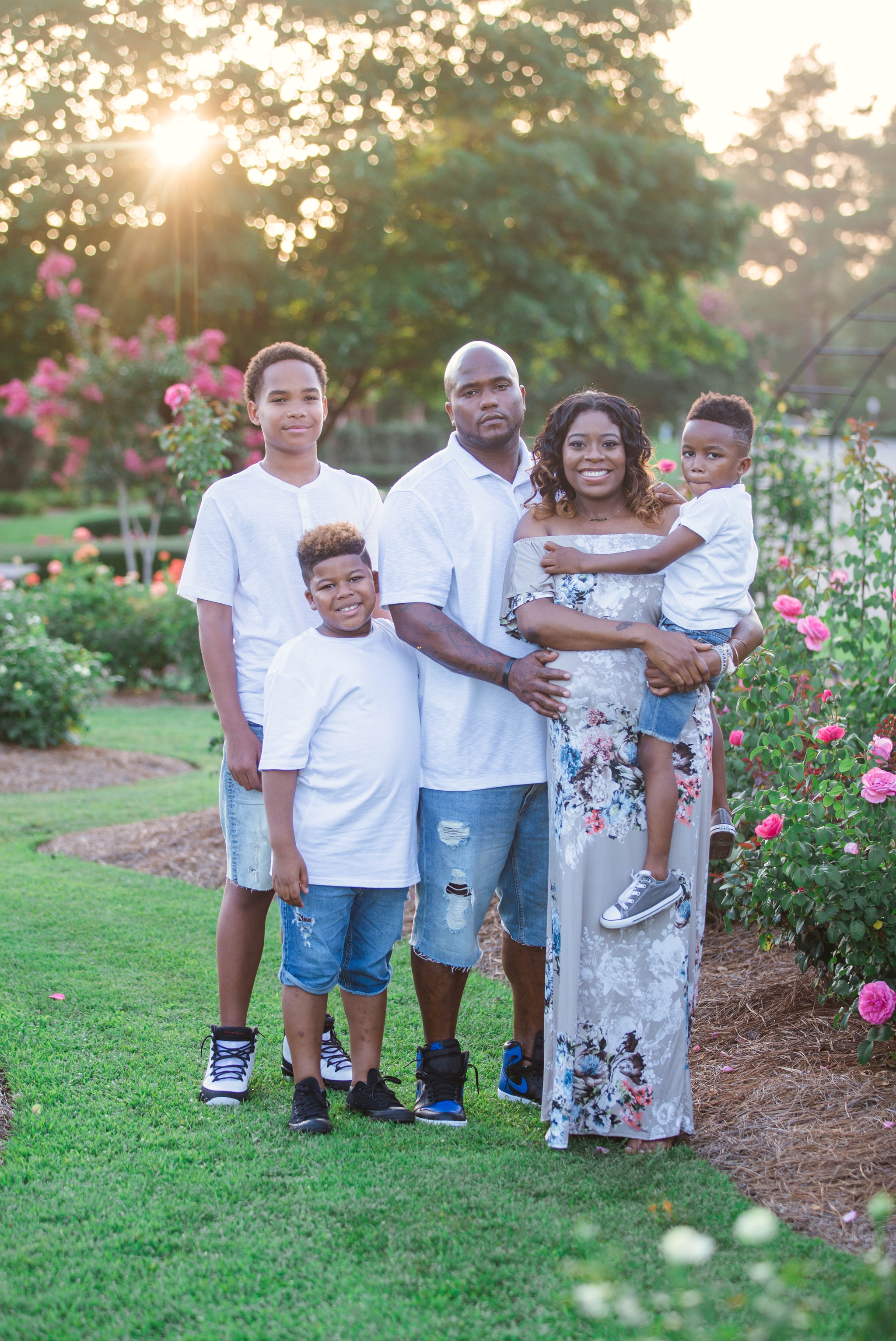 Maternity Photography Session at the FTCC Rose Garden in Fayetteville North Carolina