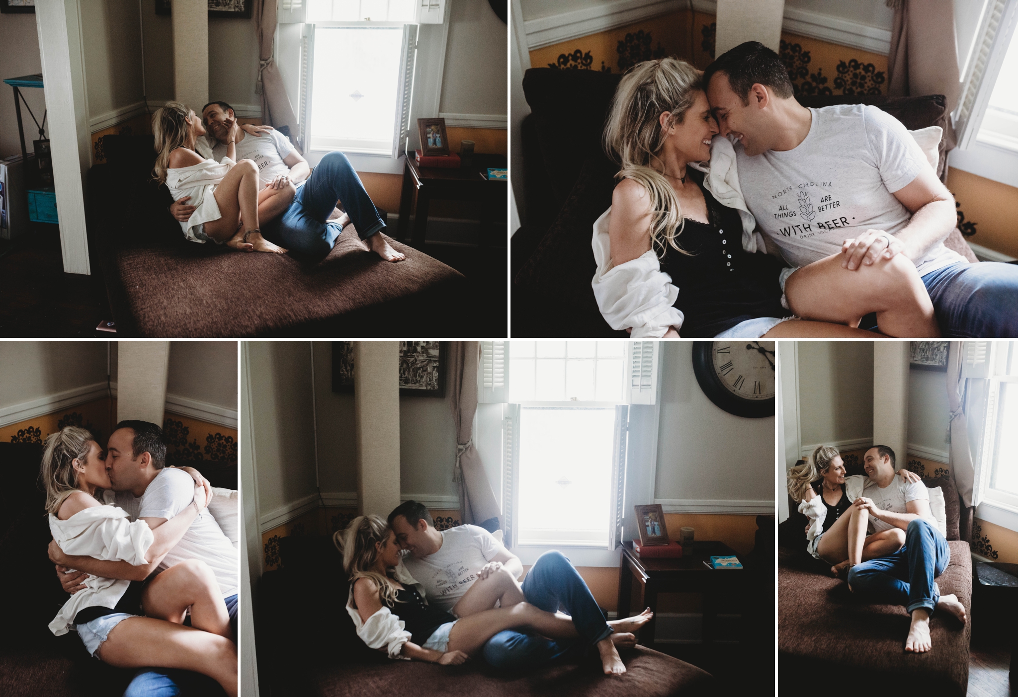 Brittany + Andrew - In Home Lifestyle Photography Session with cats - Fayetteville, North Carolina Engagement Photographer