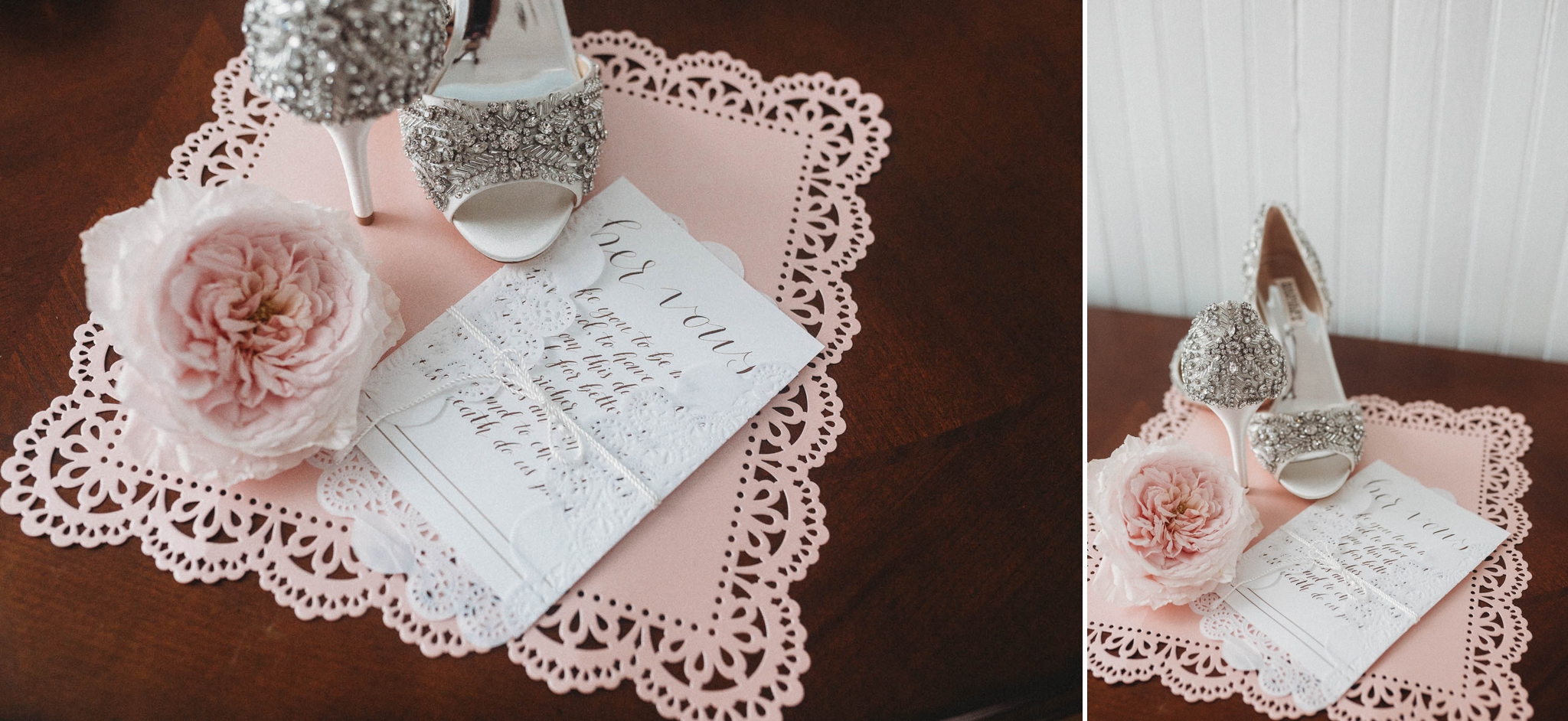 Details of the Bridal Shoes and her vows, Raleigh North Carolina Wedding Photographer