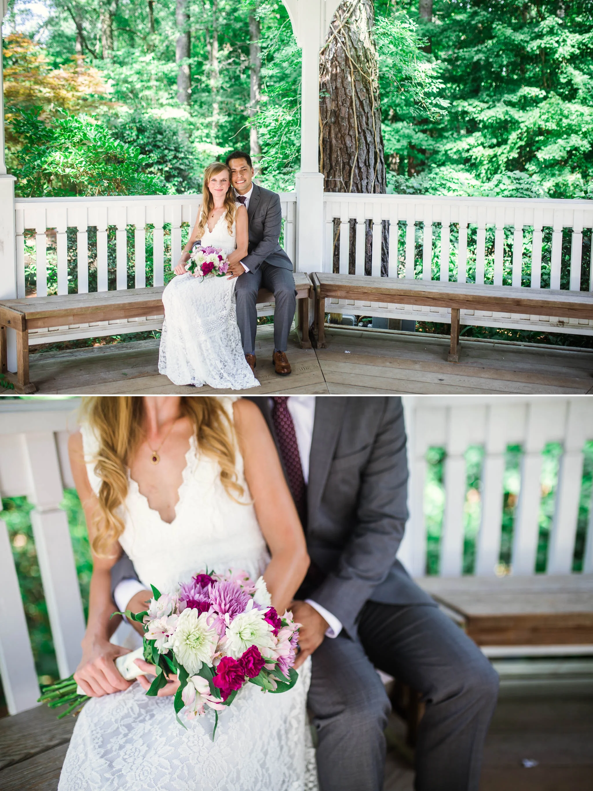 Portraits of Bride and Groom - Kelly and Adam - Elopement at the Cape Fear Botanical Gardens - Fayetteville North Carolina Wedding Photographer