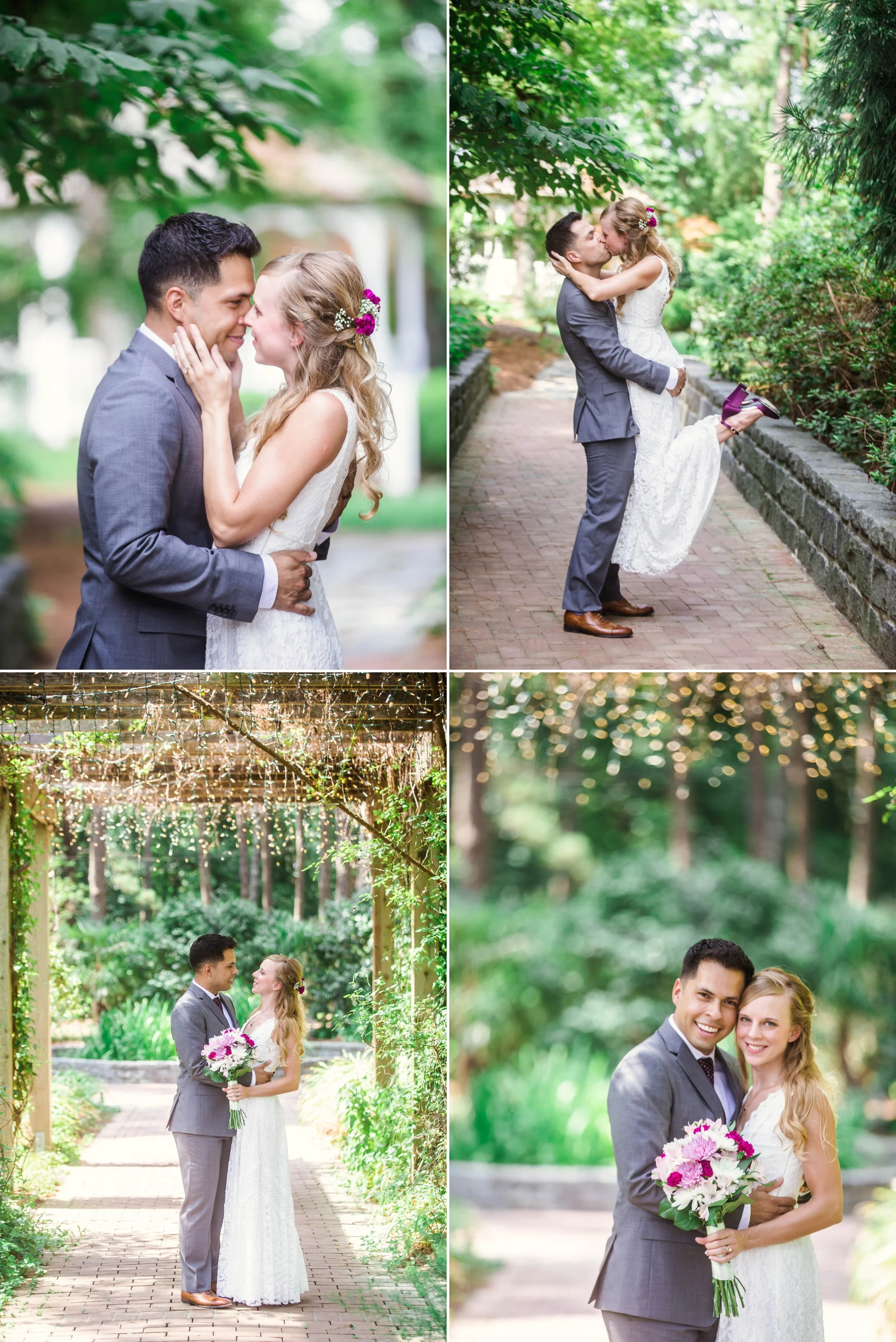 Portraits of Bride and Groom - Kelly and Adam - Elopement at the Cape Fear Botanical Gardens - Fayetteville North Carolina Wedding Photographer