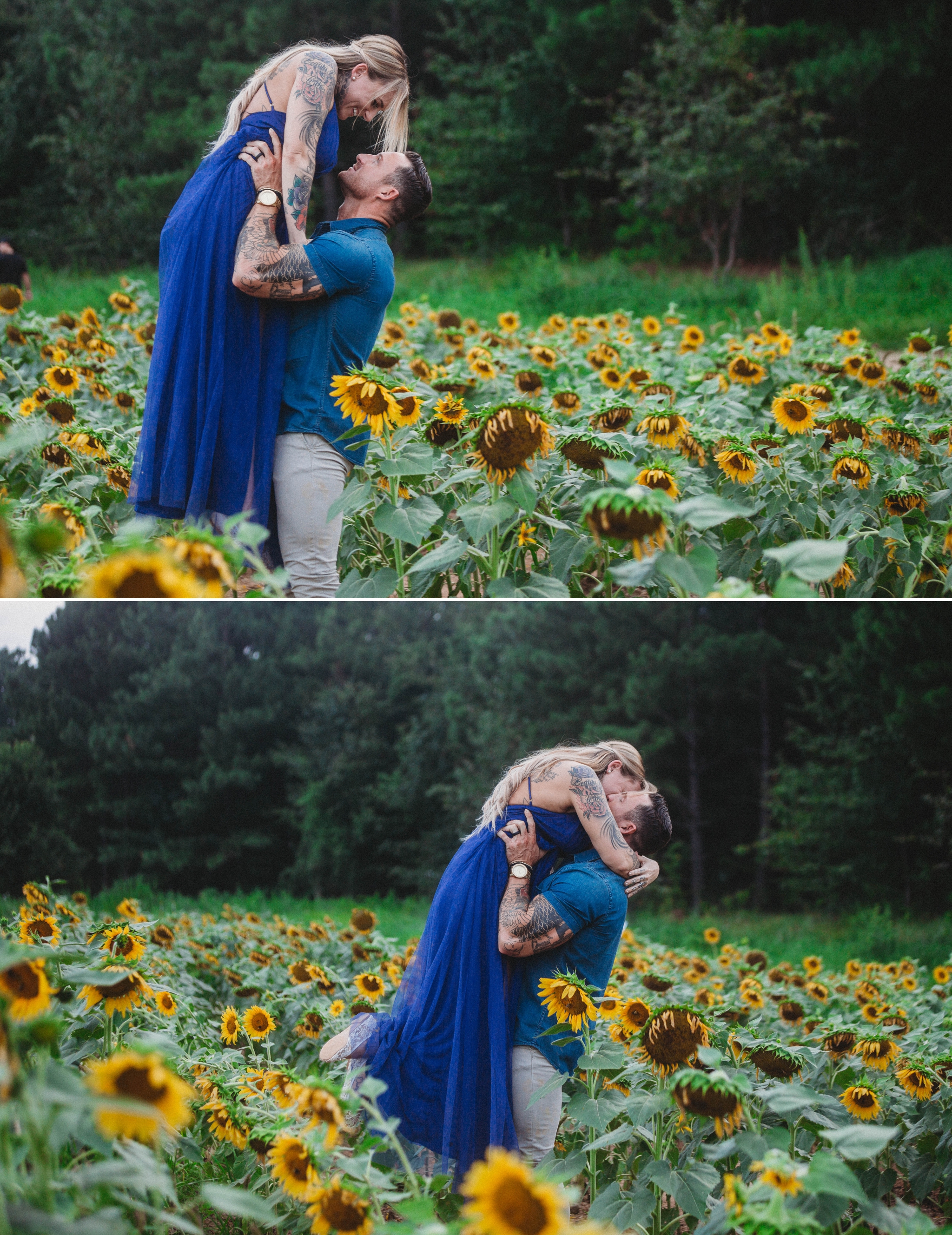 Hannah + Brandon - Wildflower + Sunflower Engagement Session - Raleigh Wedding Photographer