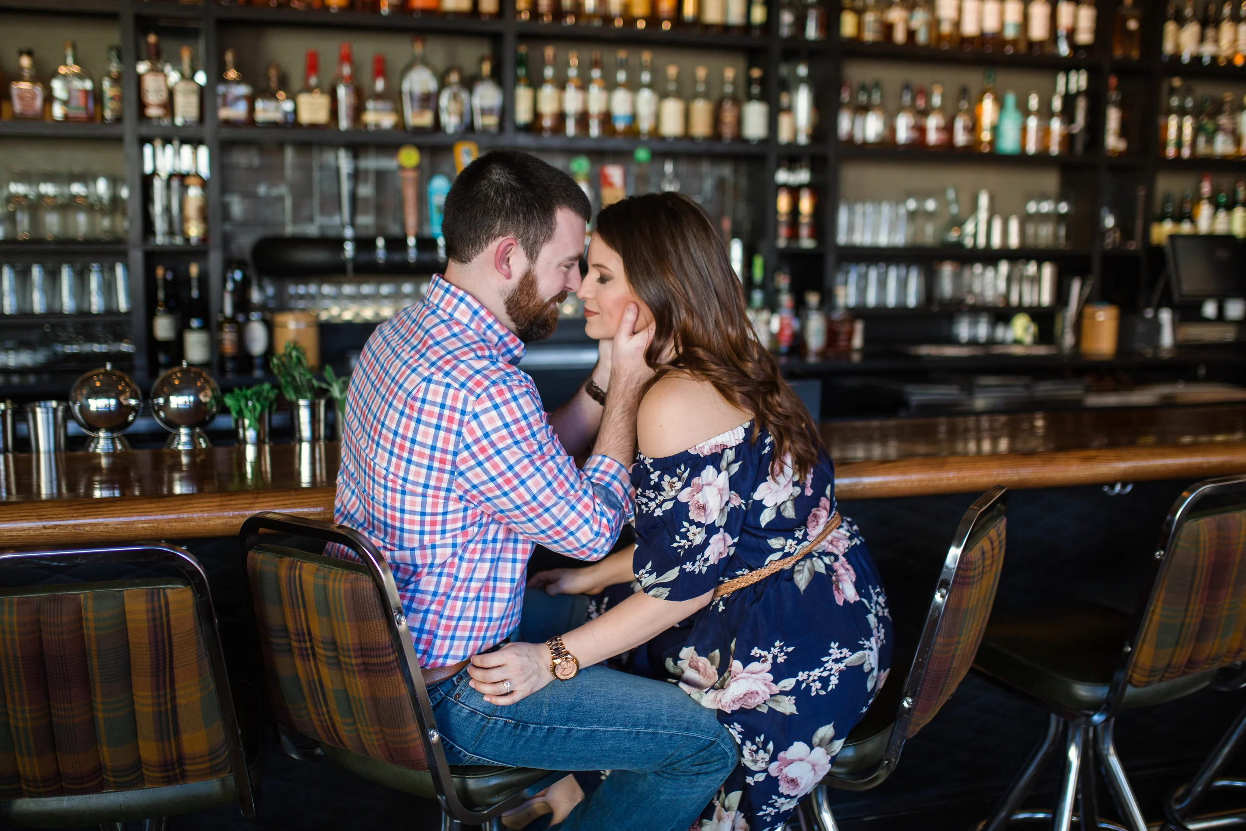 Clare + Wallace - Engagement Photography Session at Dram and Draught - Raleigh NC Wedding Photographer