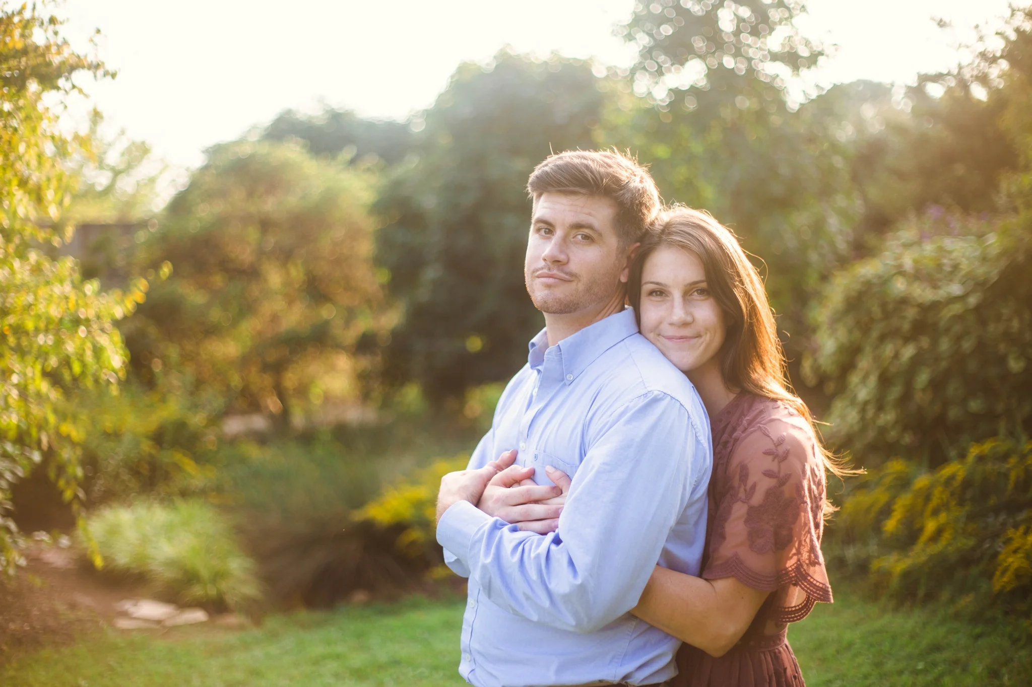 Golden Hour Engagement - Aryn + Tyler -  Photography Session at the JC Raulston Arboretum - Raleigh Wedding Photographer