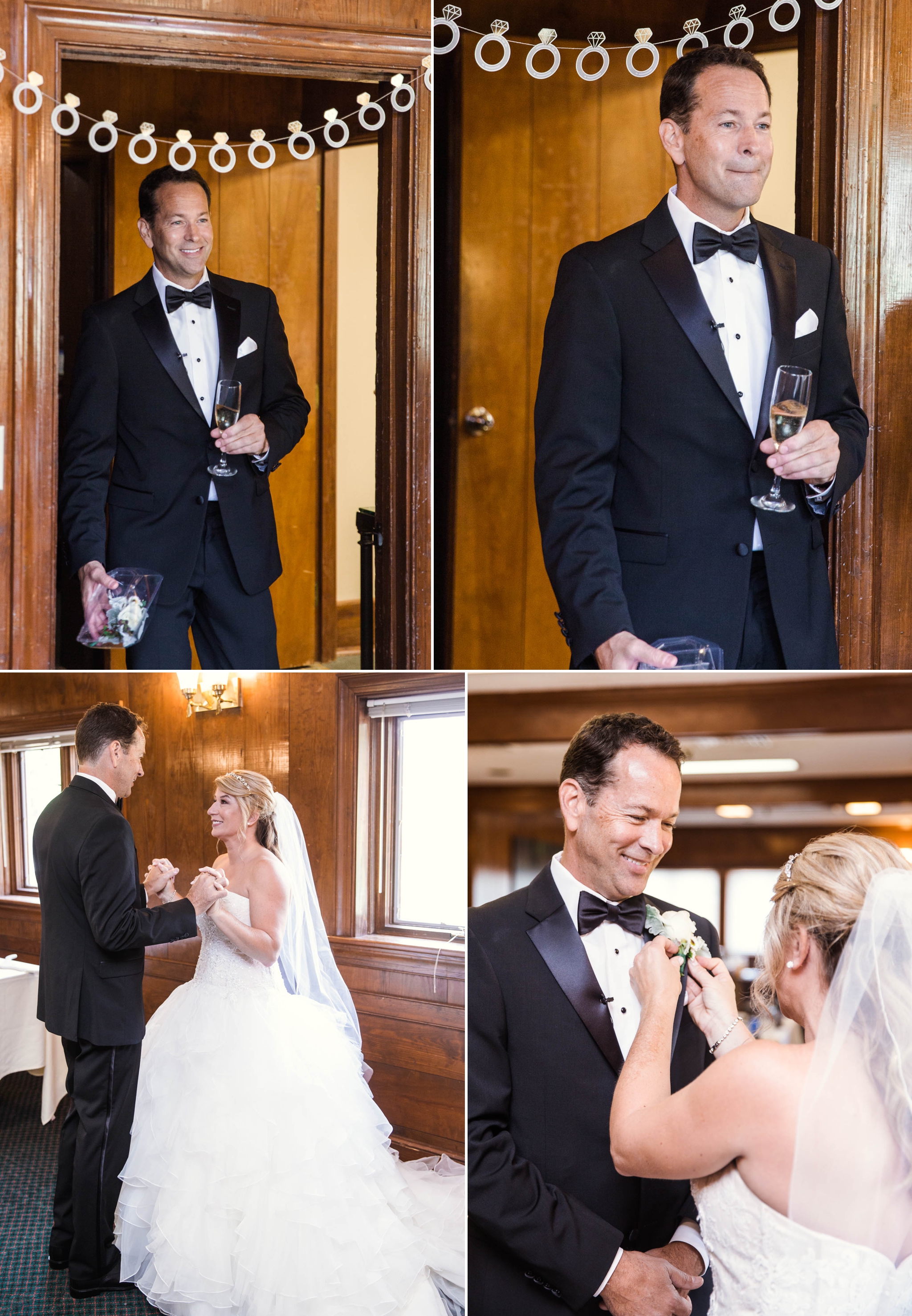 Groom seeing the bride for the first time - Dona + Doug - MacGregor Downs Country Club in Cary, NC - Raleigh Wedding Photographer