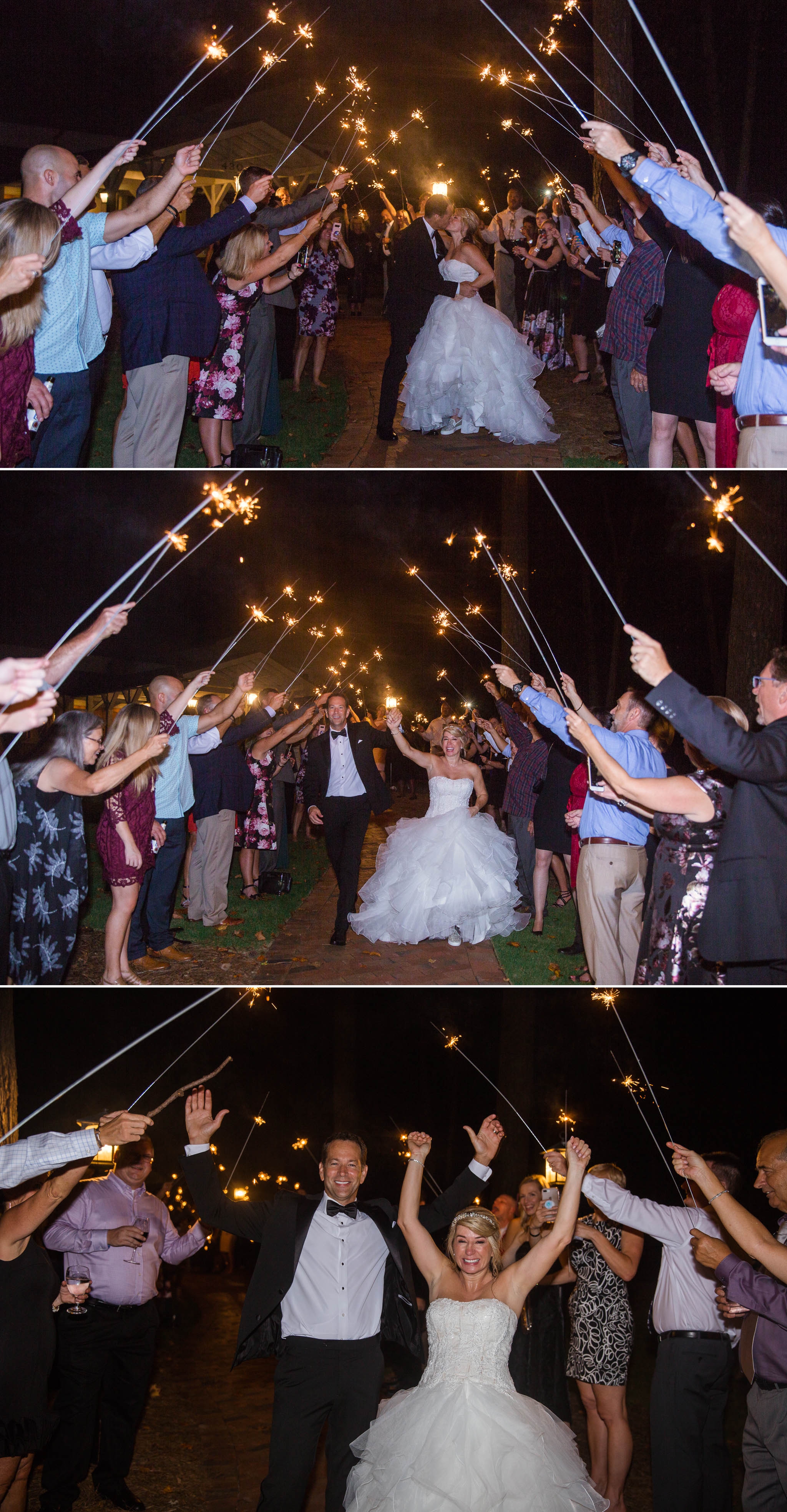 Sparkler Exit - Dona + Doug - MacGregor Downs Country Club in Cary, NC - Raleigh Wedding Photographer