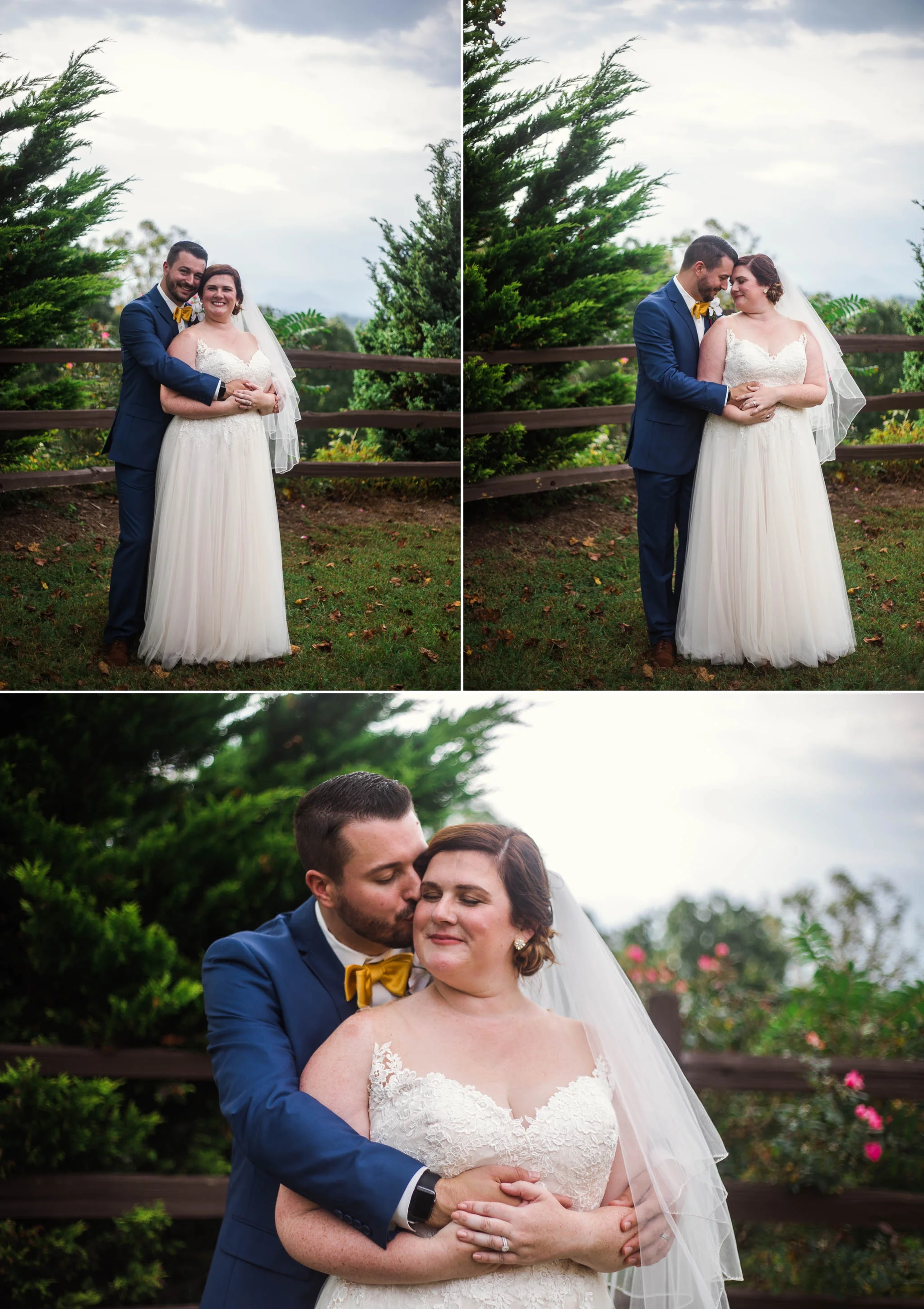 Portraits of Bride and groom overlooking the Blue Ridge Mountains - Meredith + Jason - The Crest Center and Pavilion in Asheville, NC - Raleigh Wedding Photographer