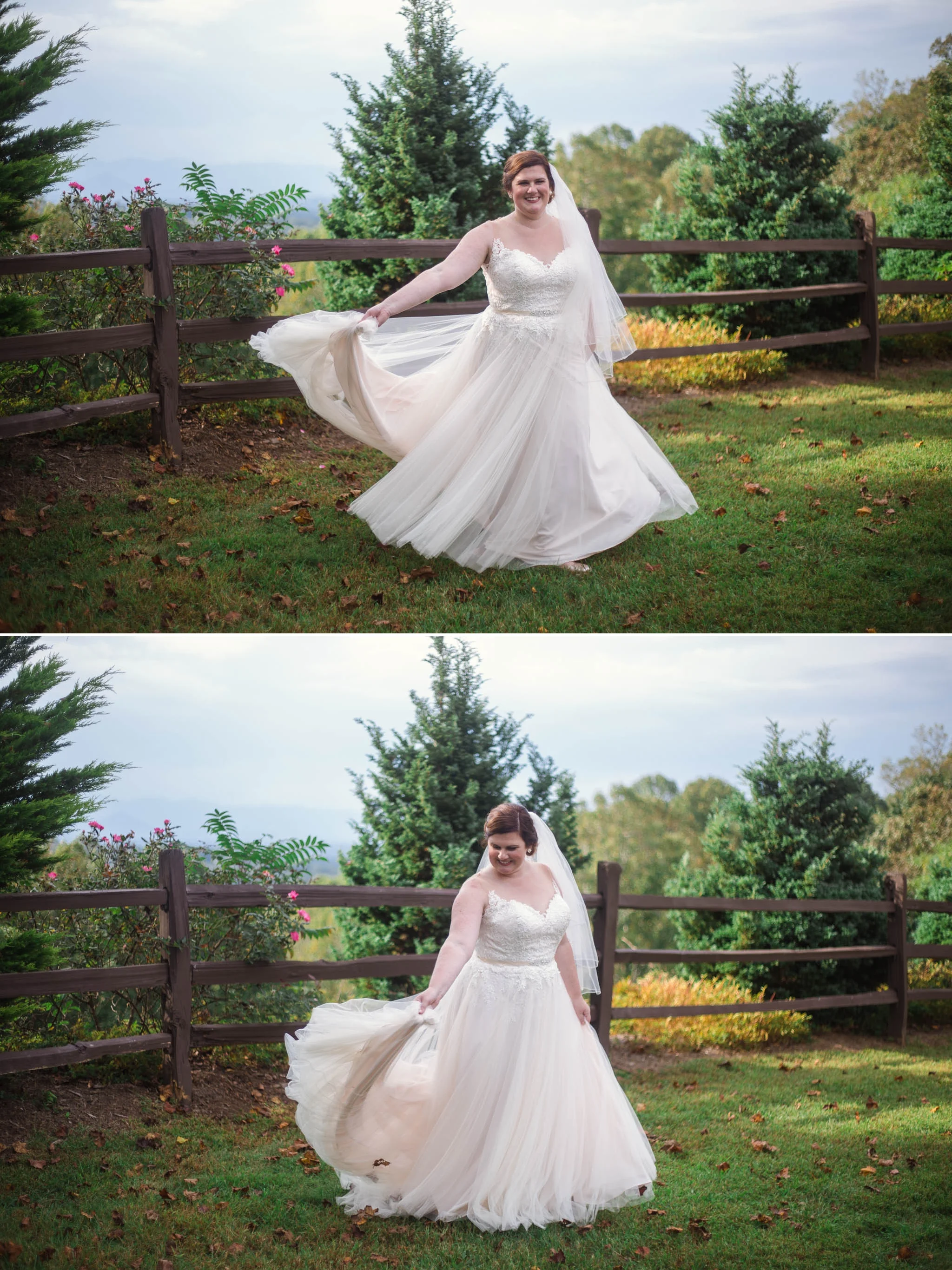 Portraits of Bride and groom overlooking the Blue Ridge Mountains - Meredith + Jason - The Crest Center and Pavilion in Asheville, NC - Raleigh Wedding Photographer