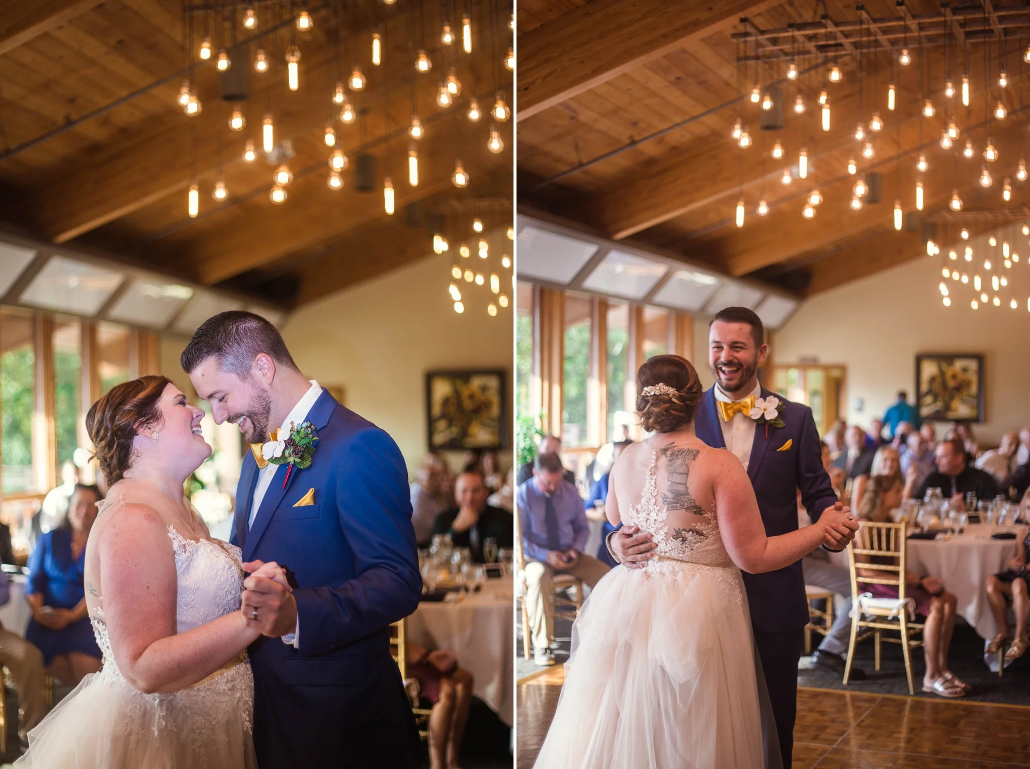 First Dance between Bride and Groom - Meredith + Jason - The Crest Center and Pavilion in Asheville, NC - Raleigh Wedding Photographer