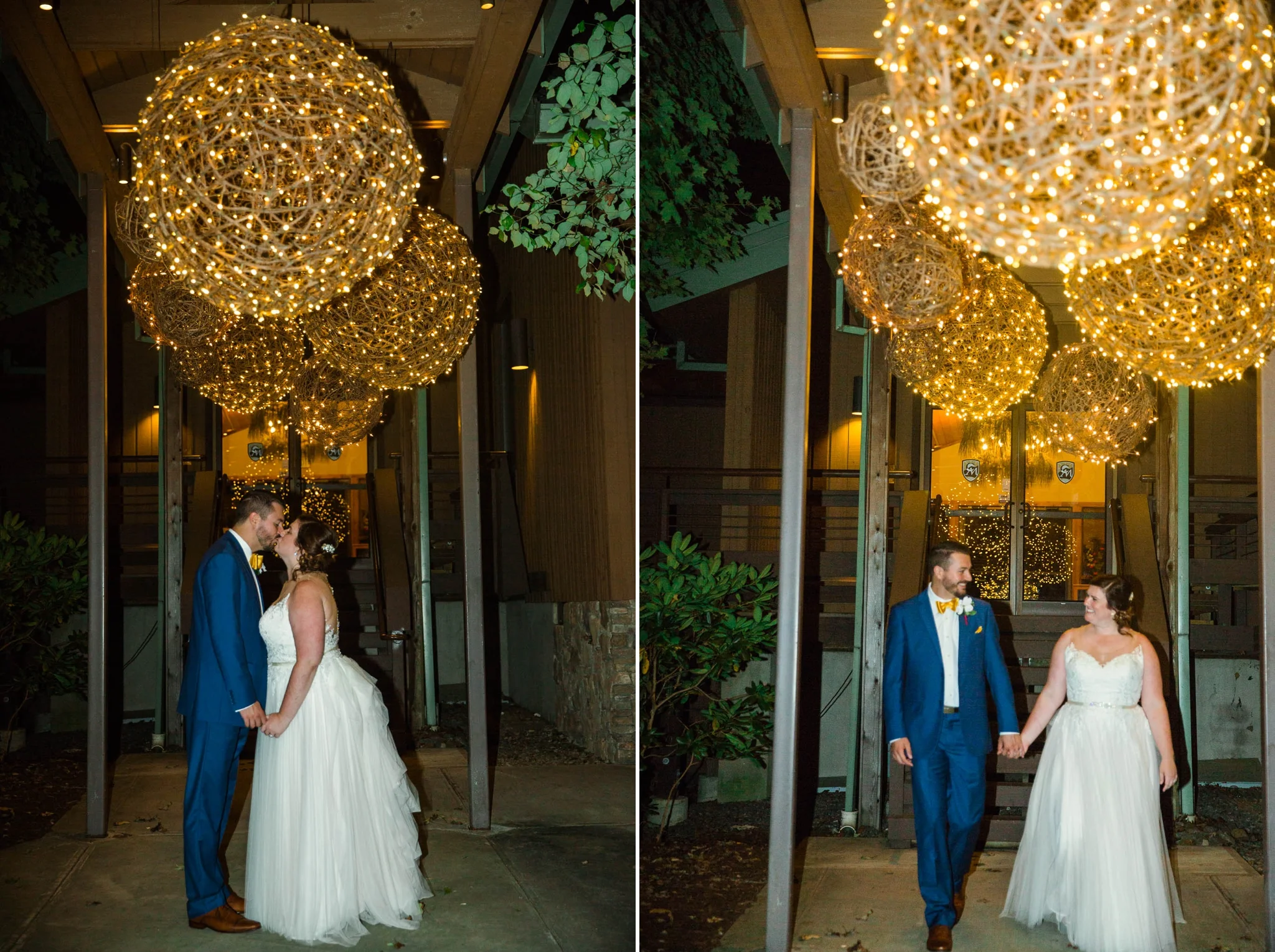 Night time Picture of Bride and Groom - Meredith + Jason - The Crest Center and Pavilion in Asheville, NC - Raleigh Wedding Photographer