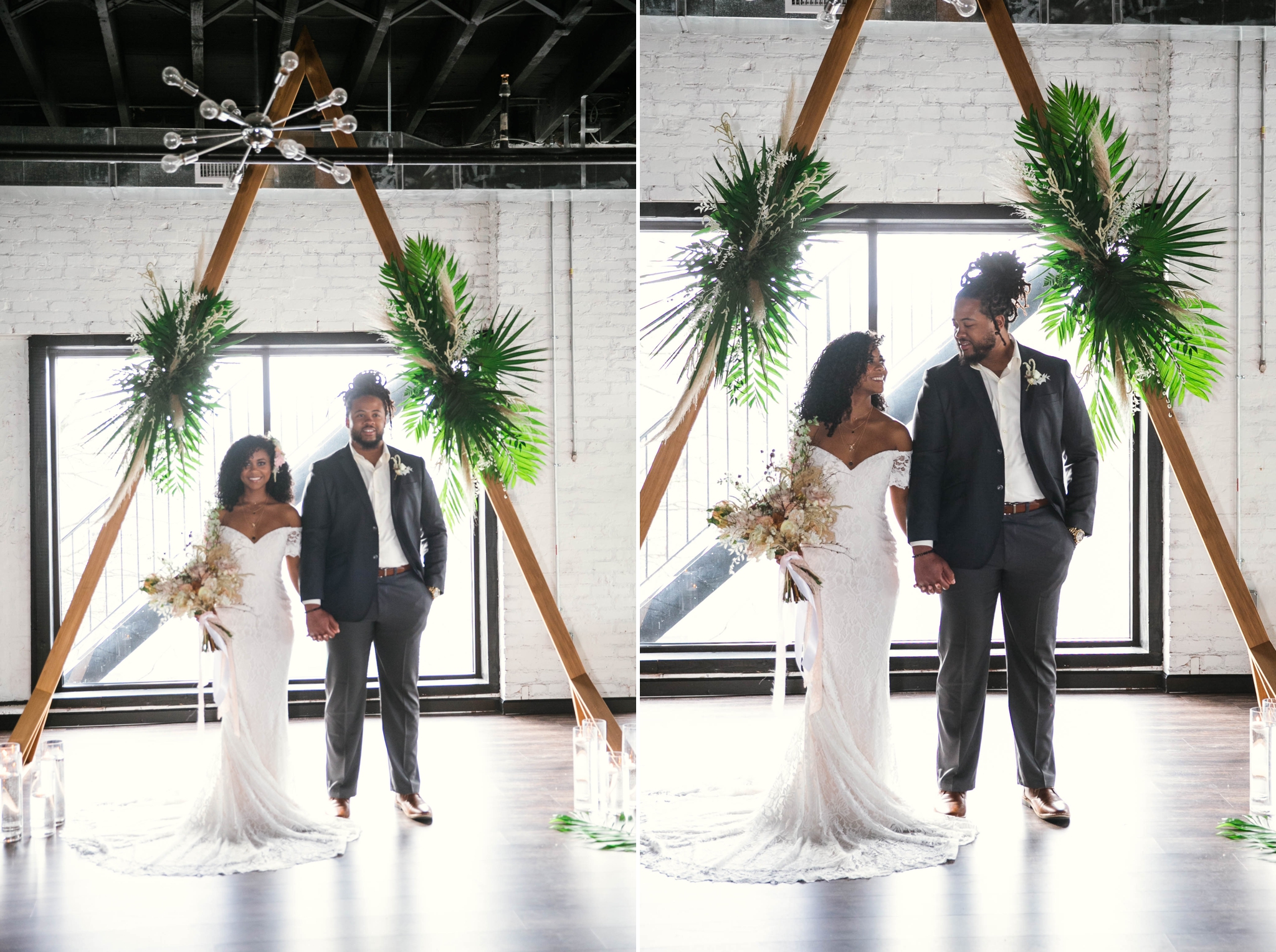  Bride and Groom at the altar - boho tropical wedding inspiration - black love - honolulu, oahu, hawaii wedding photographer 