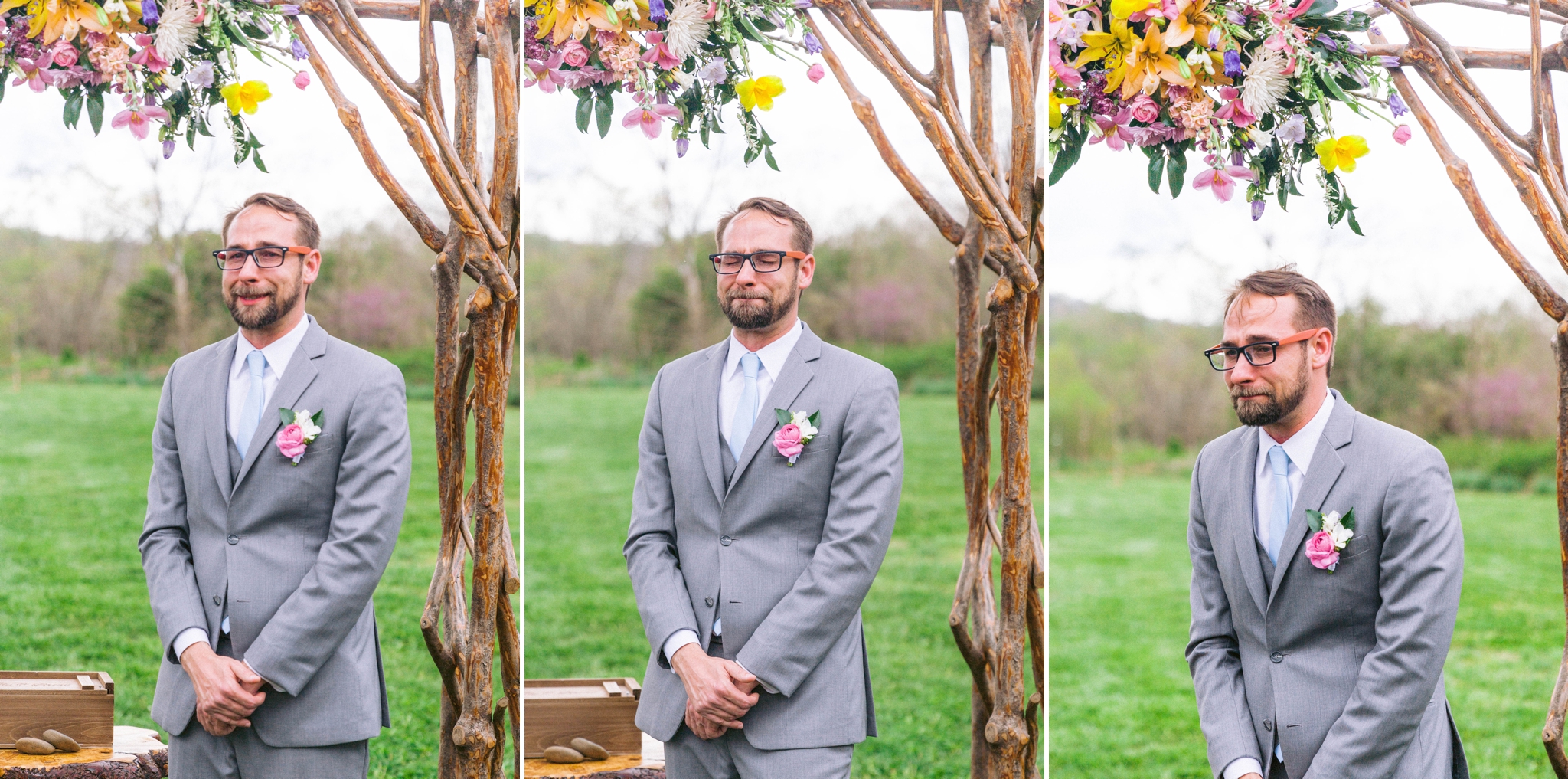  groom is crying when seeing his bride for the first time at the ceremony - Honolulu Oahu Hawaii Wedding Photographer 