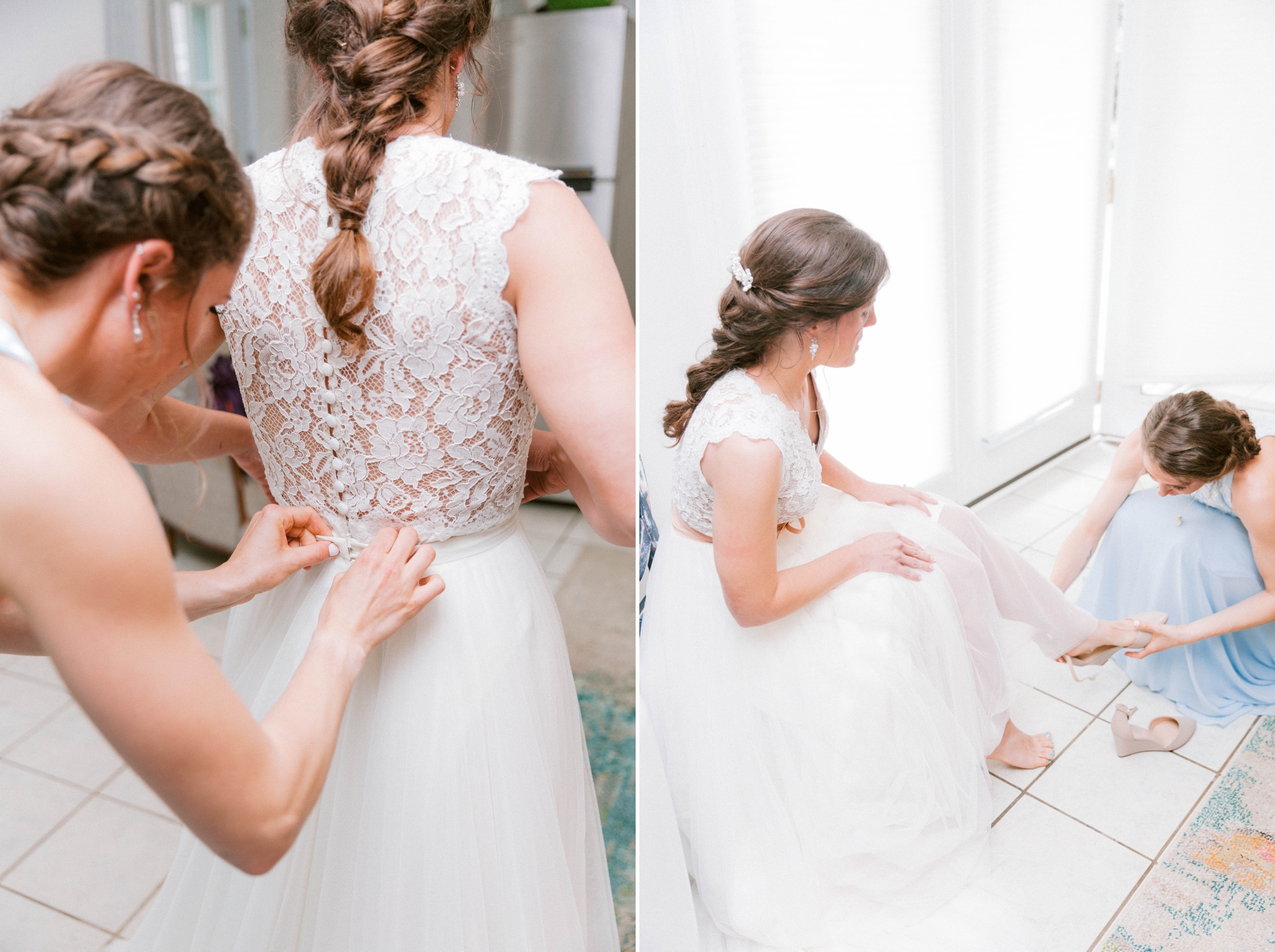  bride getting into her dress and shoes - Honolulu Oahu Hawaii Wedding Photographer 