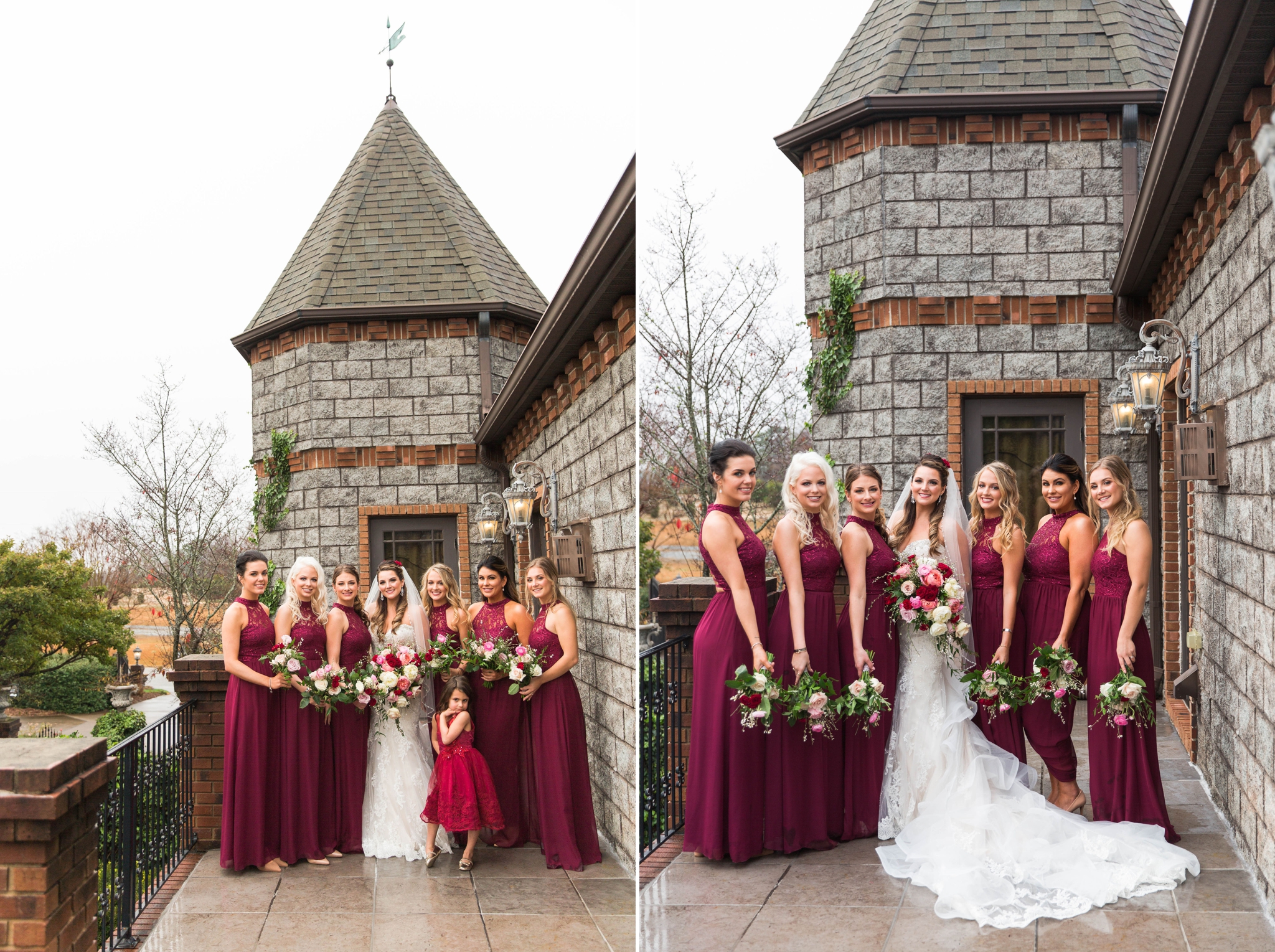 Bride and Bridesmaids Portrait on top of the Castle - Honolulu Oahu Hawaii Wedding Photographer