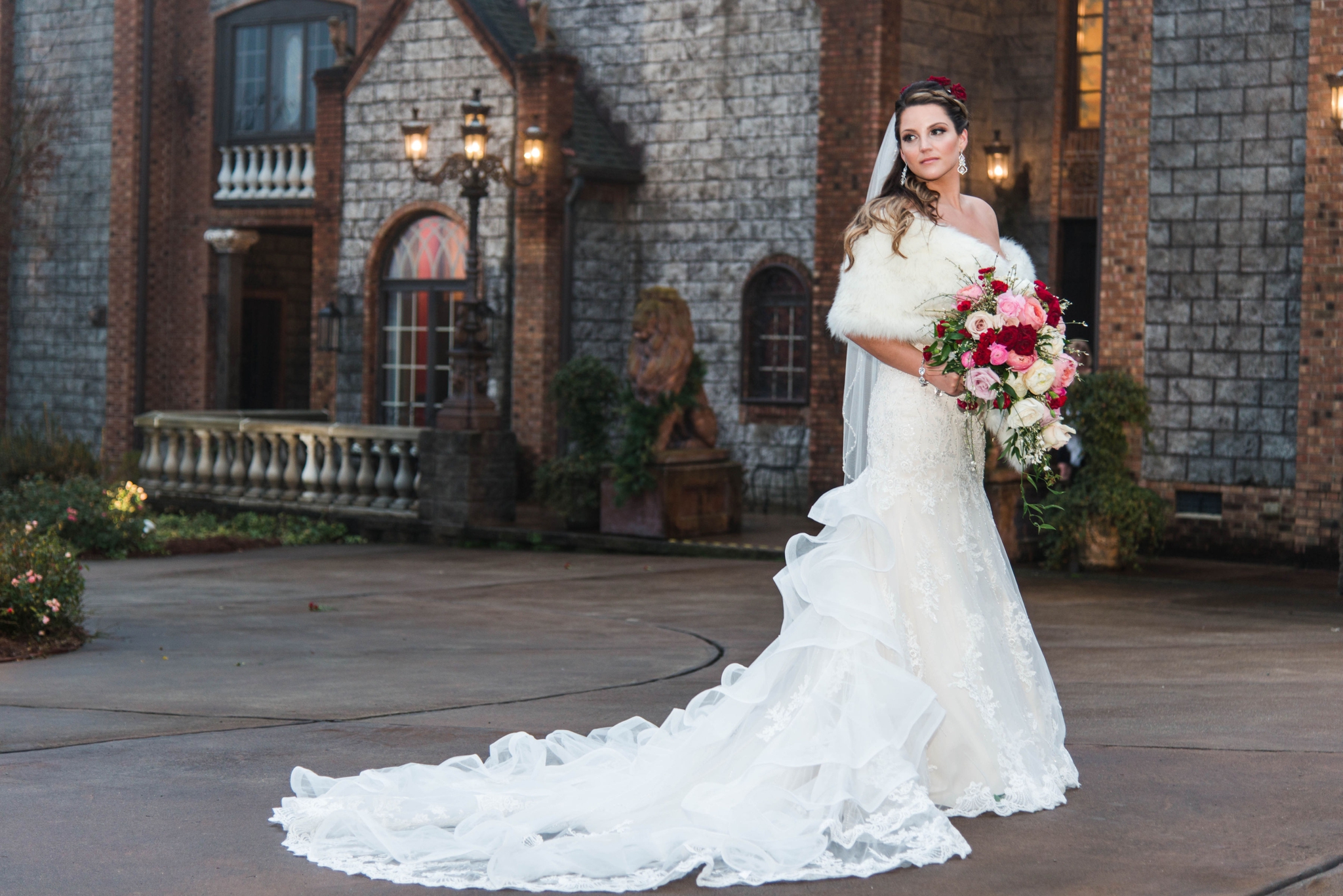 Portraits of the Bride in front of the Castle - Honolulu Oahu Hawaii Wedding Photographer