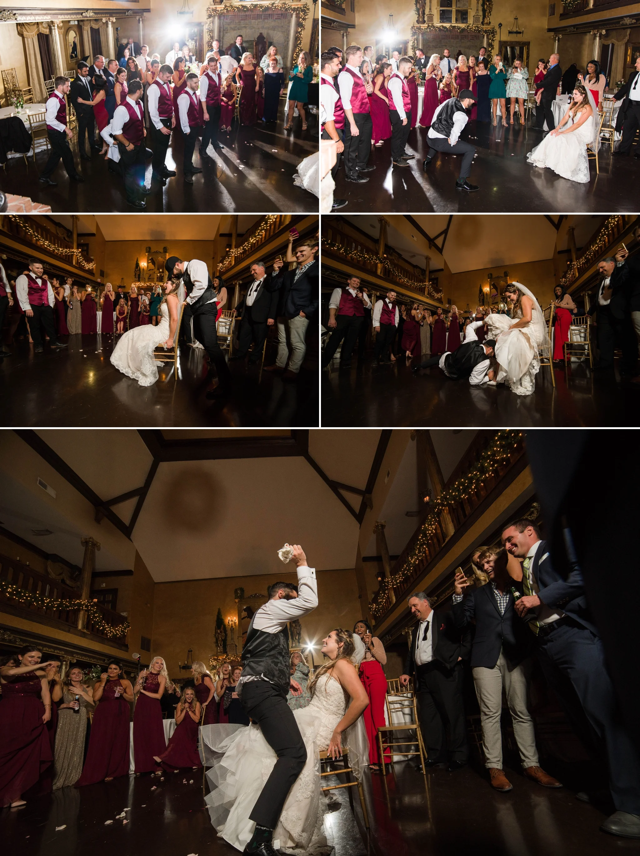The groom giving the bride a lap dance to get the garter with Off Camera Flash OCF Mag Mod - Honolulu Oahu Hawaii Wedding Photographer