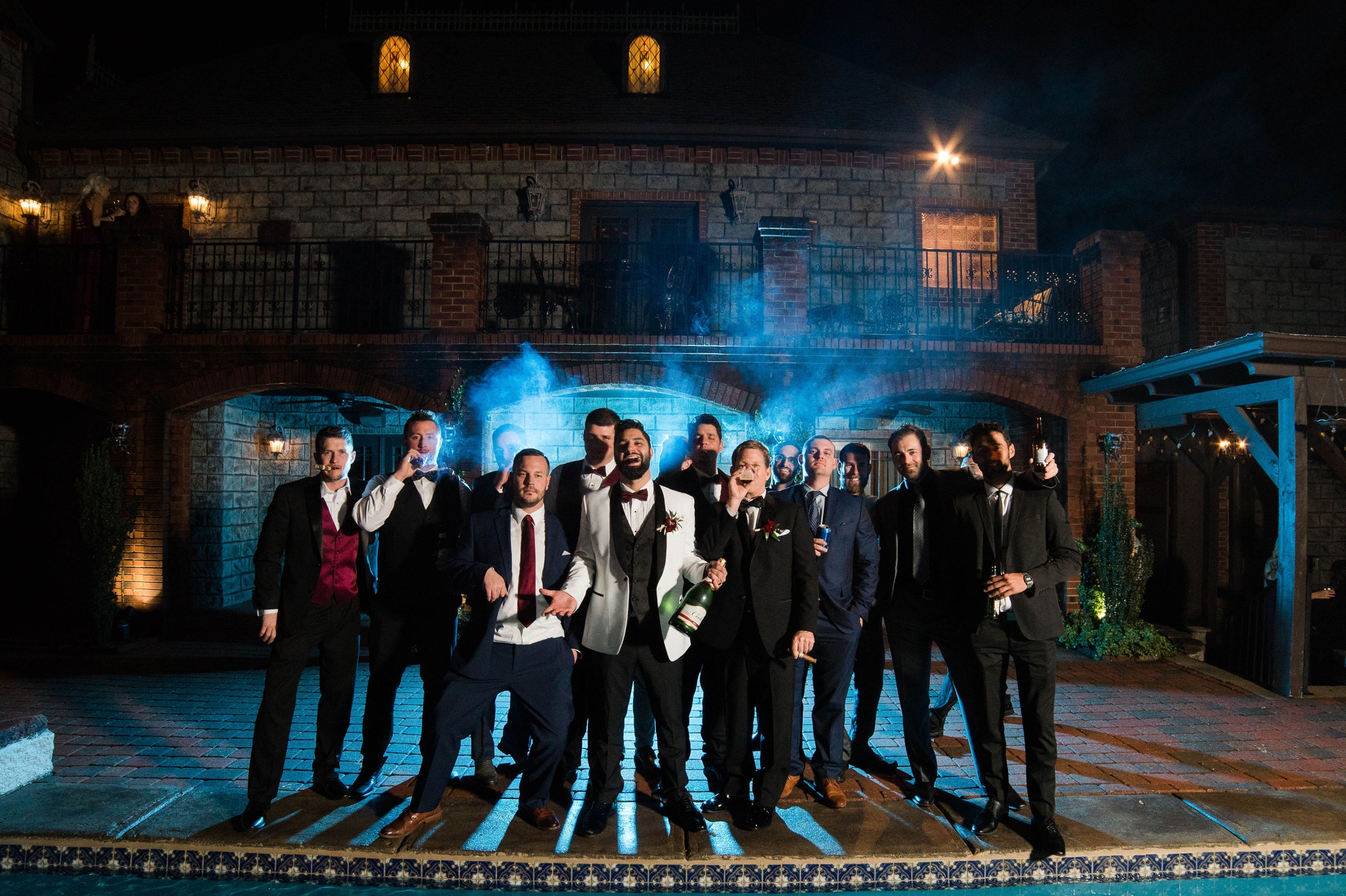 Smoking Cigars Outdoor groomsmen shot with Off Camera Flash OCF Mag Mod - Honolulu Oahu Hawaii Wedding Photographer