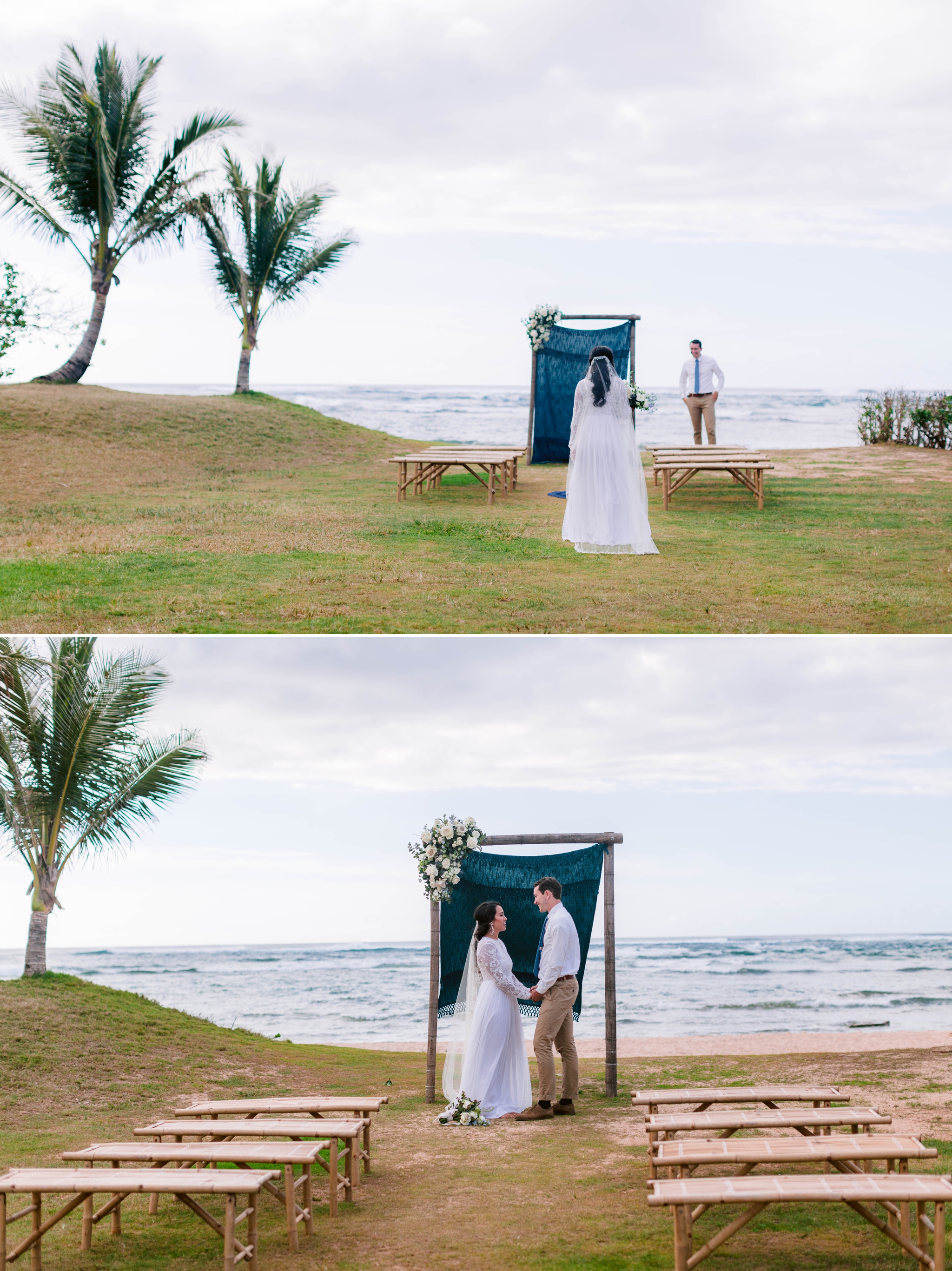 Ceremony at the beach - Ana + Elijah - Wedding at Loulu Palm in Haleiwa, HI - Oahu Hawaii Wedding Photographer 