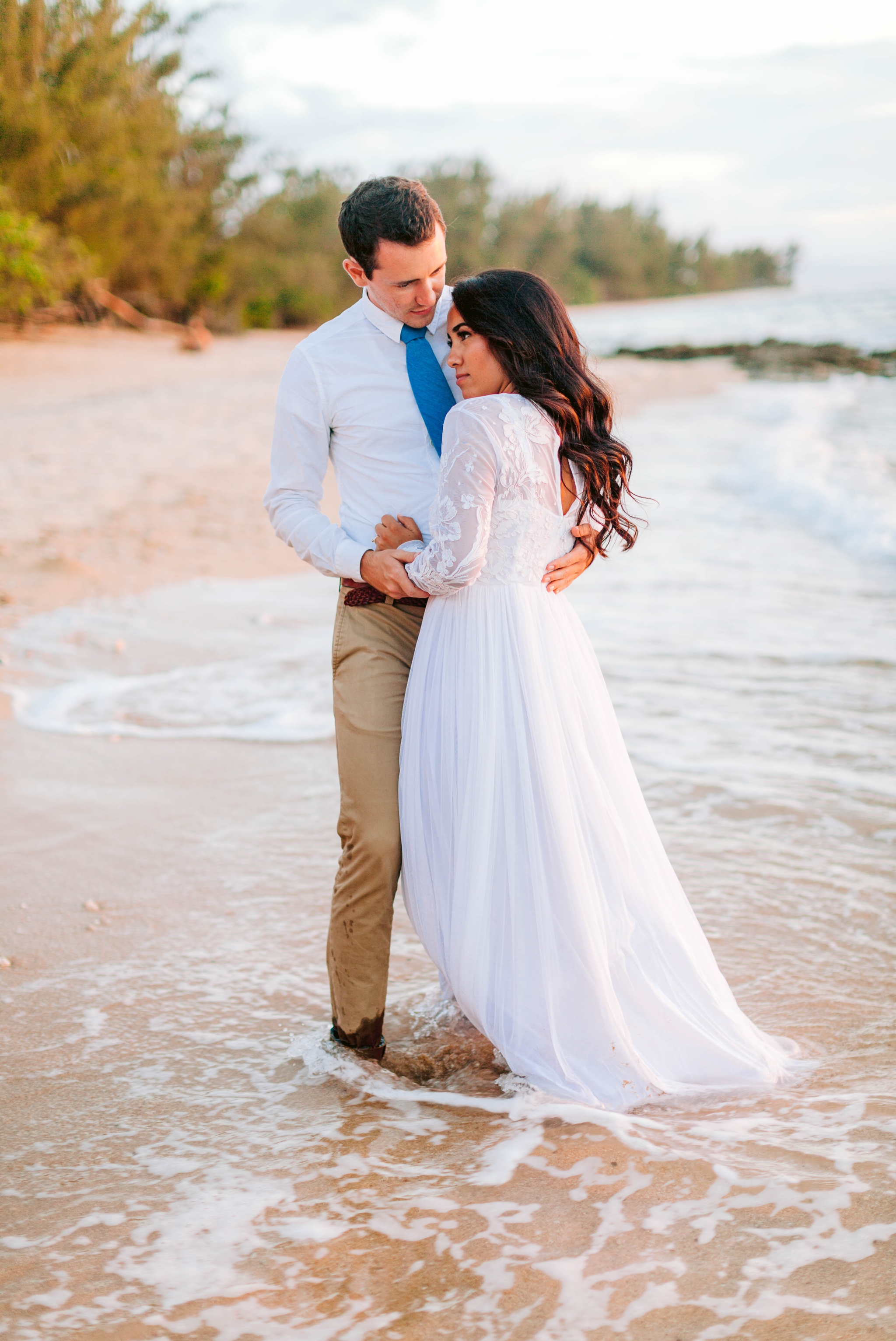  Bride and Groom - Wedding Portraits at Sunset in Hawaii - Ana + Elijah - Wedding at Loulu Palm in Haleiwa, HI - Oahu Hawaii Wedding Photographer - #hawaiiweddingphotographer #oahuweddings #hawaiiweddings 