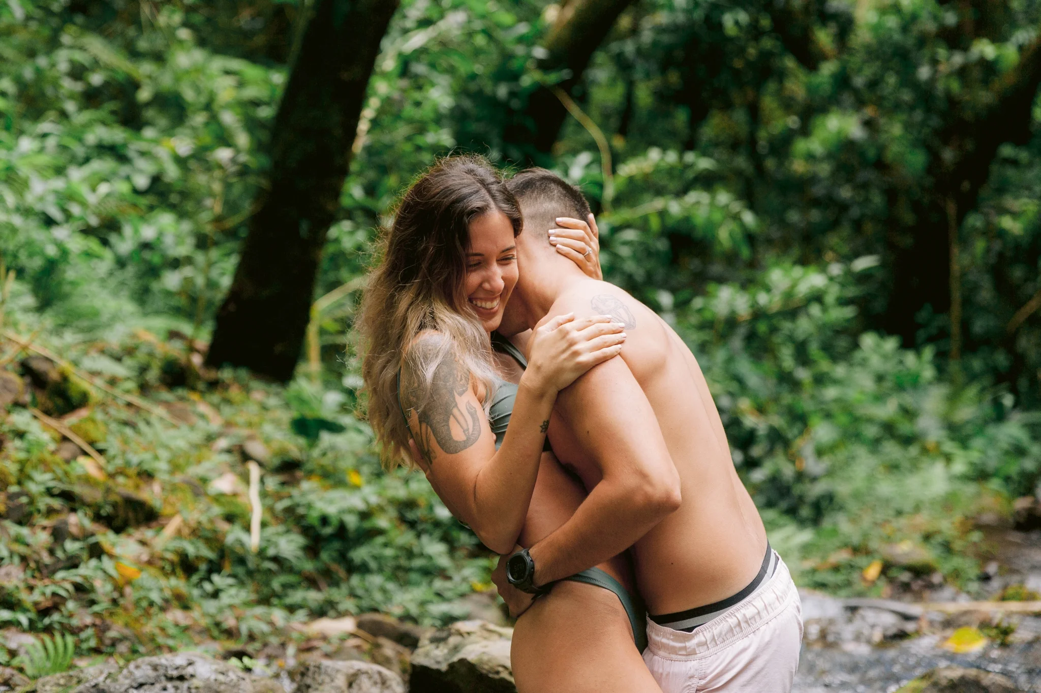 Adventure Couples Session at a Waterfall - Kailua, Oahu, Hawaii Engagement Photographer - Johanna Dye