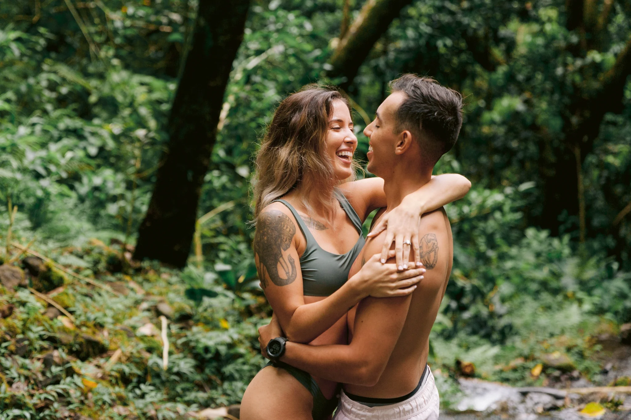 Adventure Couples Session at a Waterfall - Kailua, Oahu, Hawaii Engagement Photographer - Johanna Dye