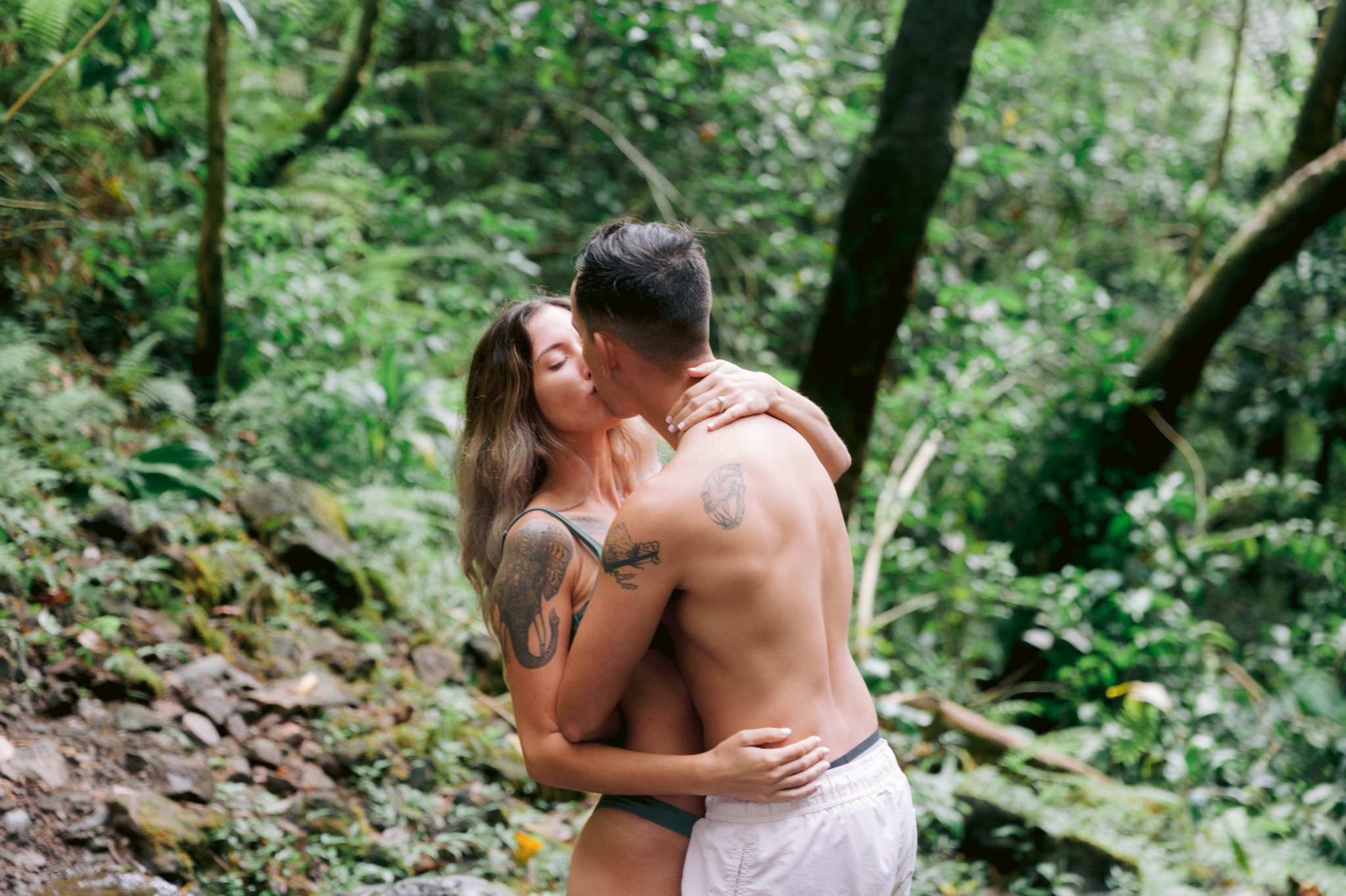Adventure Couples Session at a Waterfall - Kailua, Oahu, Hawaii Engagement Photographer - Johanna Dye