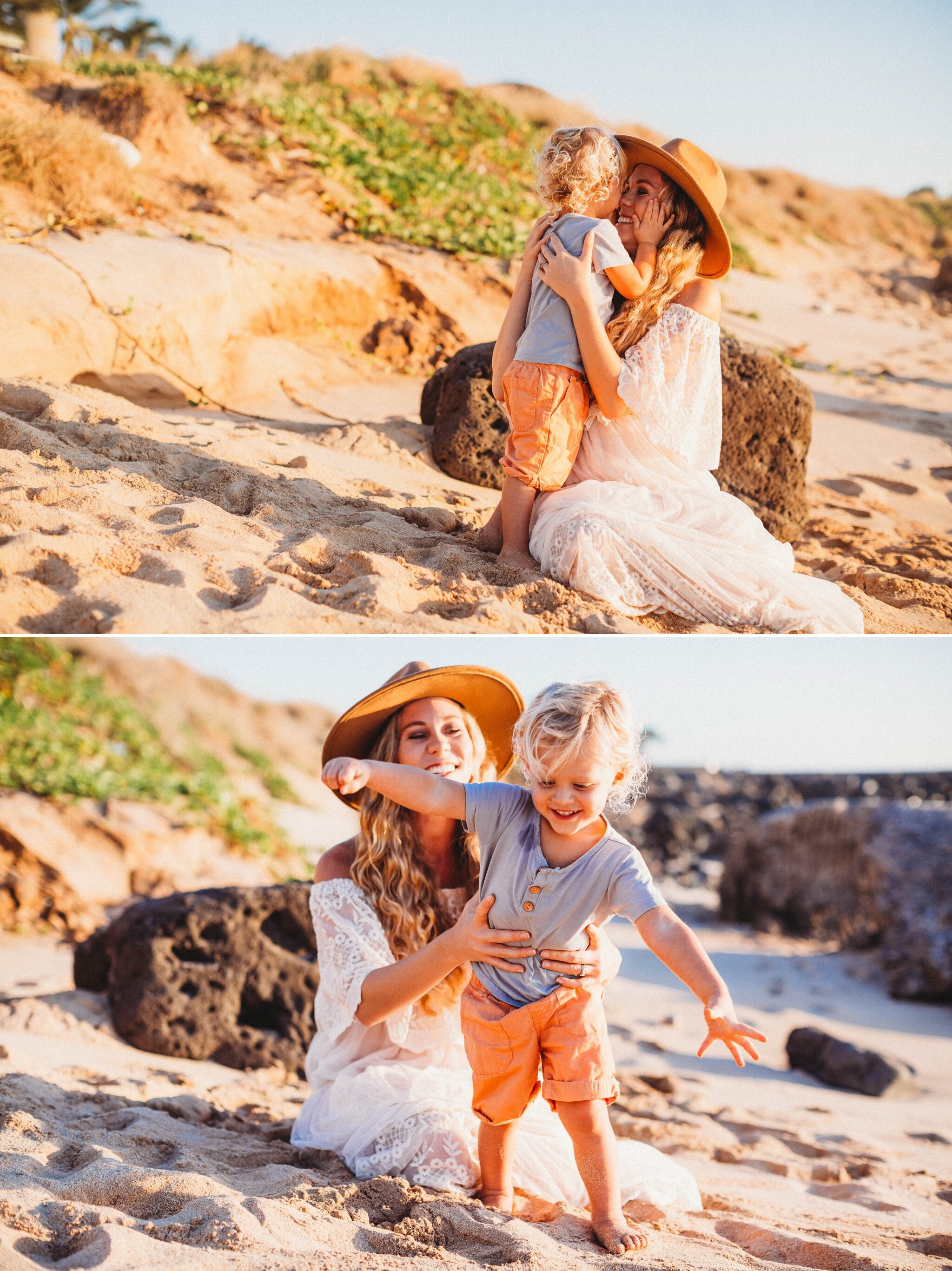 Mommy and me sunset photography Session at Electric Beach, Kapolei - Oahu, Hawaii Maternity Photographer
