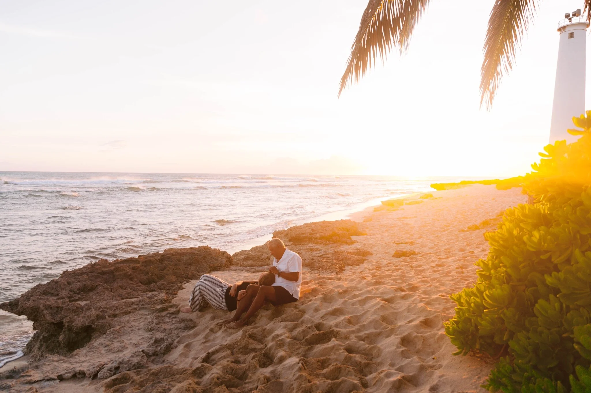 Wedding Anniversary in Hawaii - Oahu Couples Photographer - Barbers Point beach park at sunset