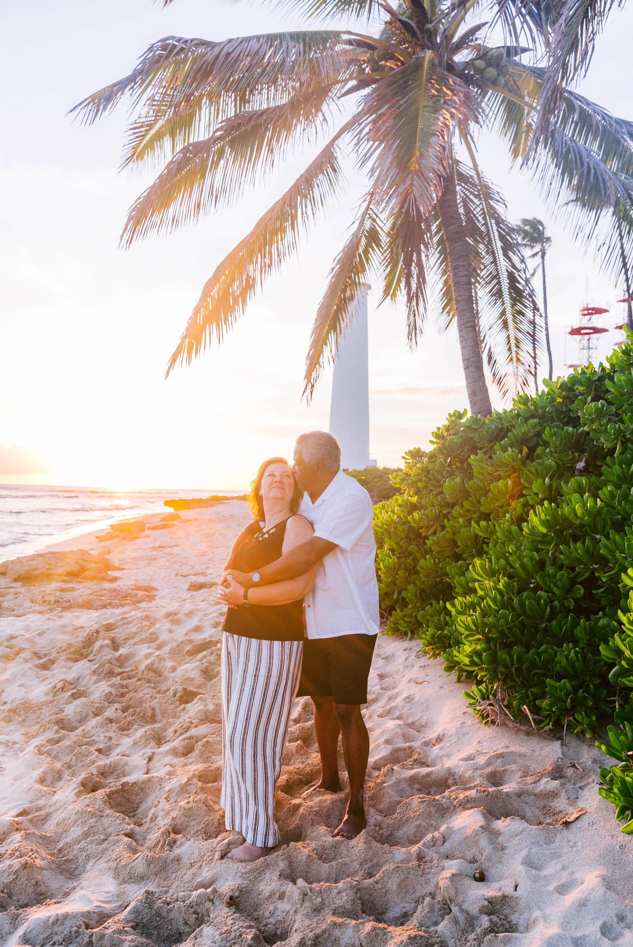 Wedding Anniversary in Hawaii - Oahu Couples Photographer - Barbers Point beach park at sunset