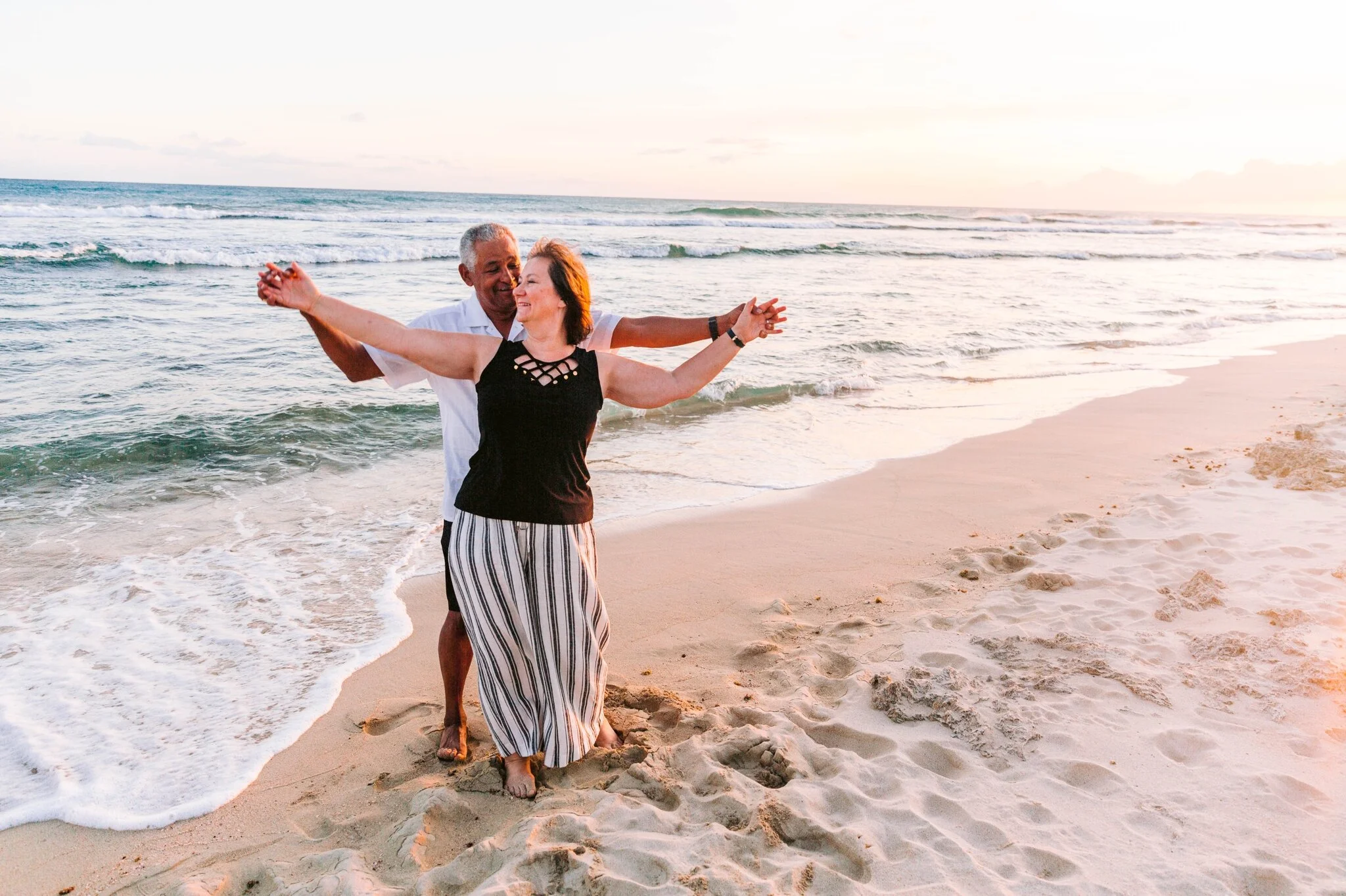 Wedding Anniversary in Hawaii - Oahu Couples Photographer - Barbers Point beach park at sunset