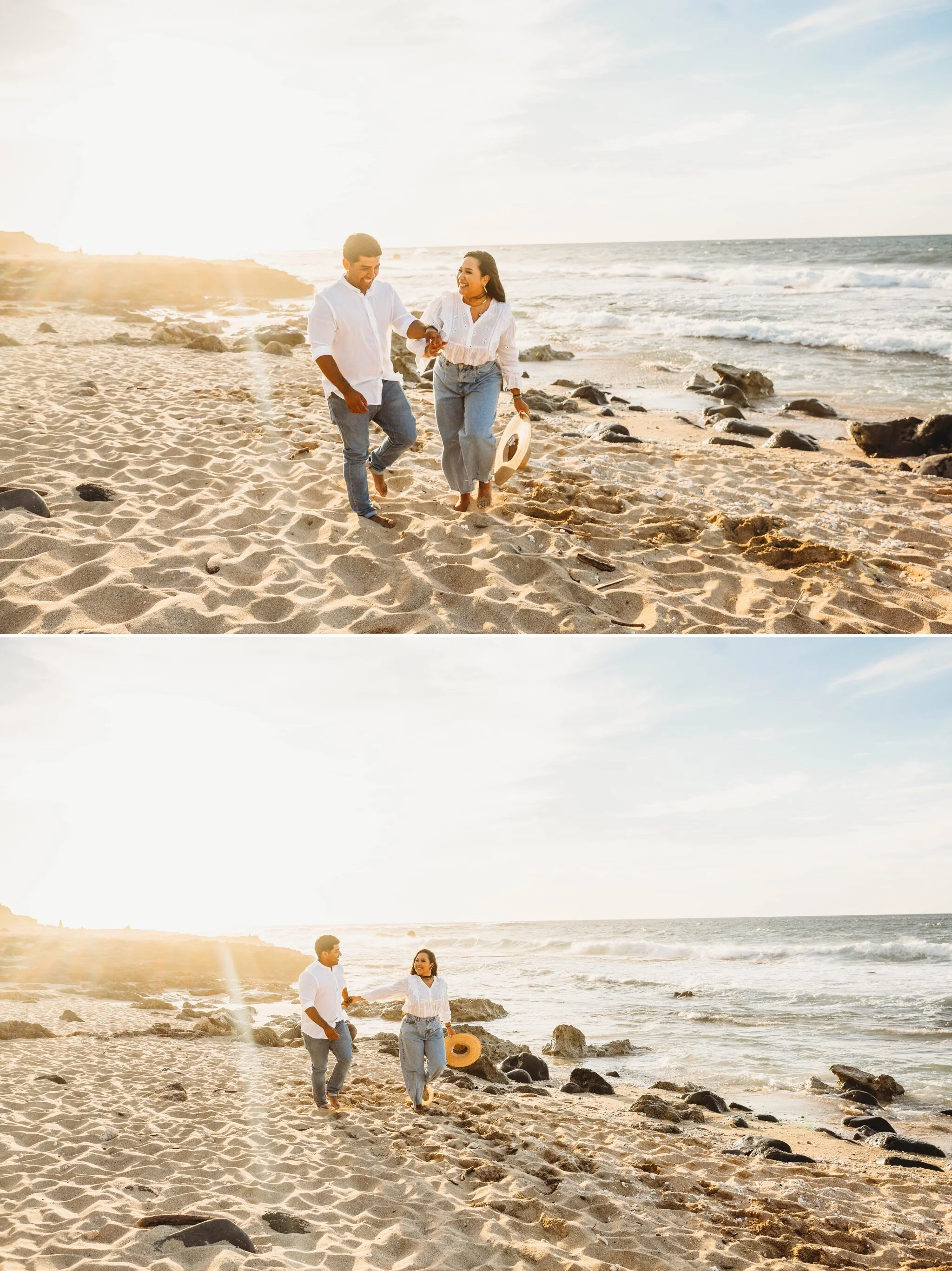Sunset Boho Couples Session at Kaena Point - Oahu Hawaii Engagement Photographer