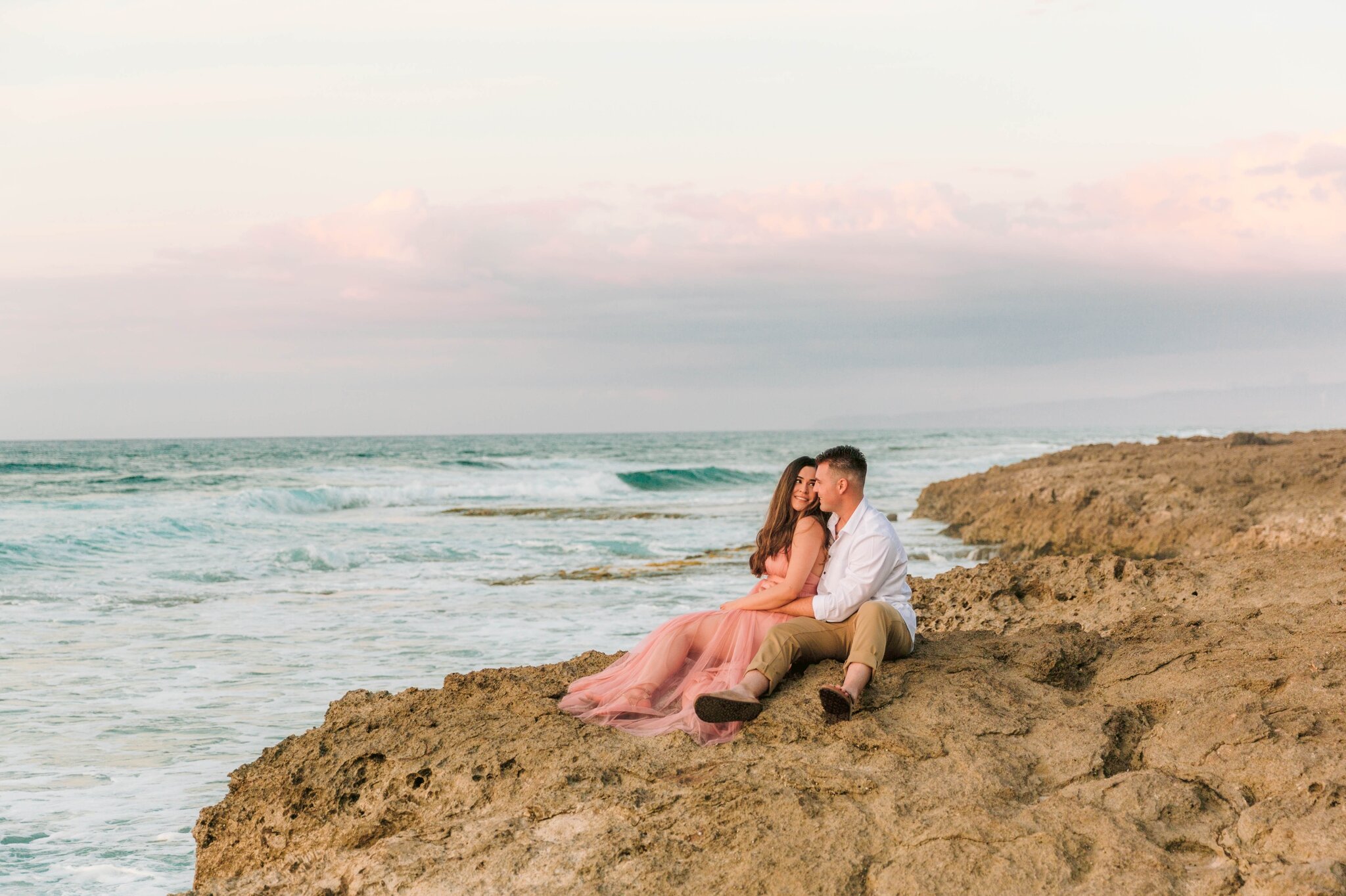 Romantic Beach Engagement Photography Session at Kaena Point - Oahu Hawaii Photographer