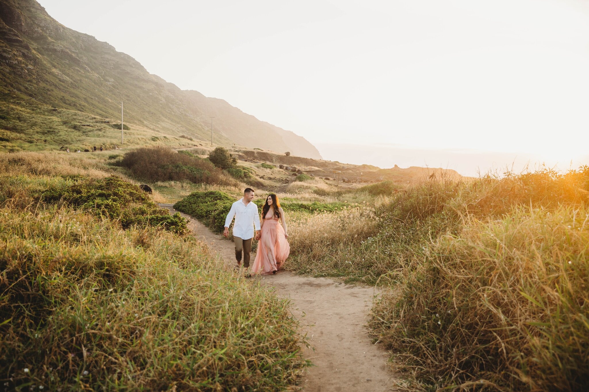 Romantic Sunset Engagement Photography Session at Kaena Point - Oahu Hawaii Photographer