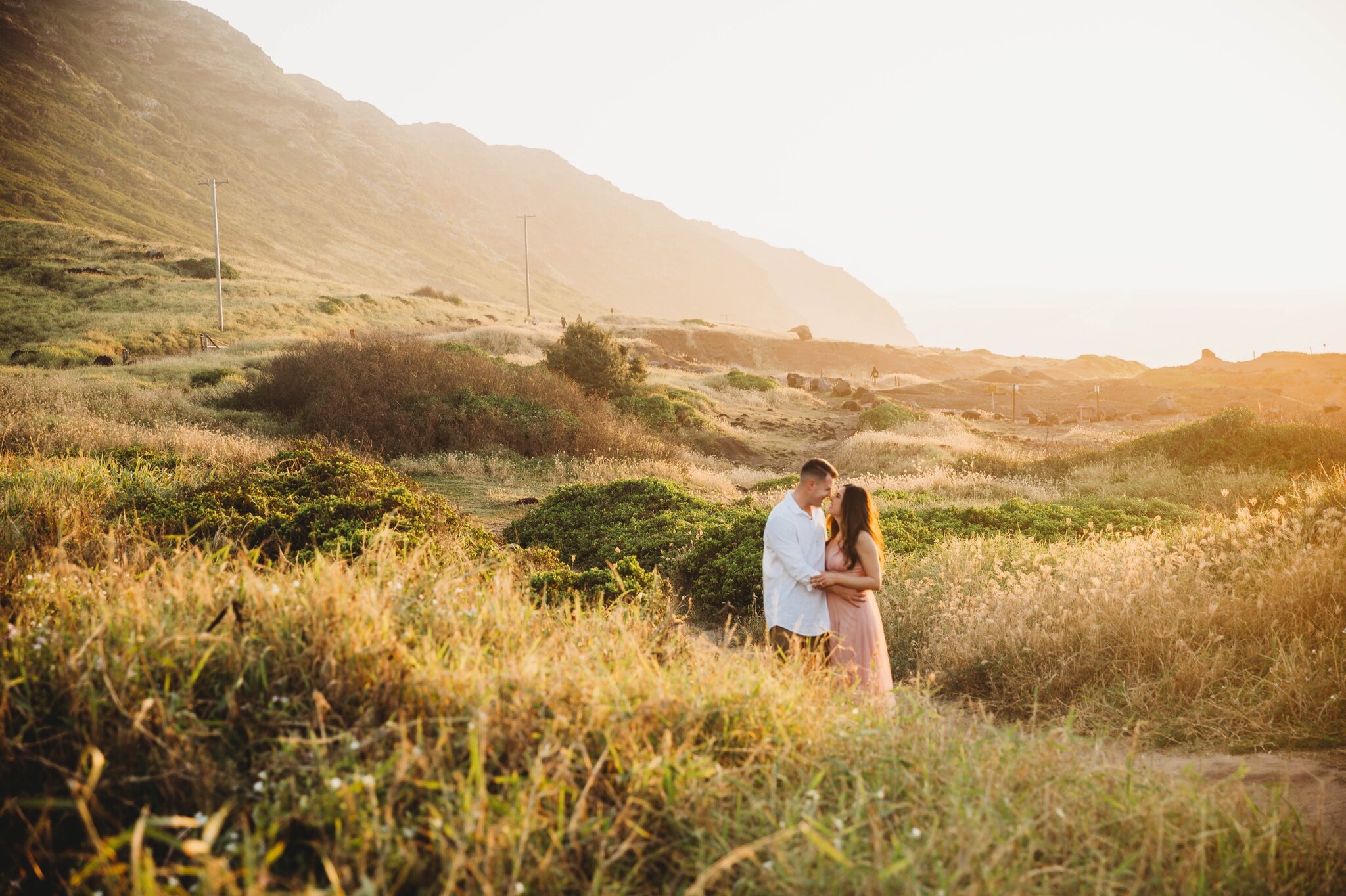 Romantic Sunset Engagement Photography Session at Kaena Point - Oahu Hawaii Photographer