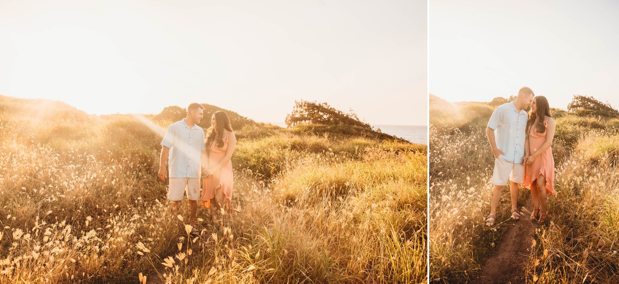 Romantic Sunset Engagement Photography Session at Kaena Point - Oahu Hawaii Photographer