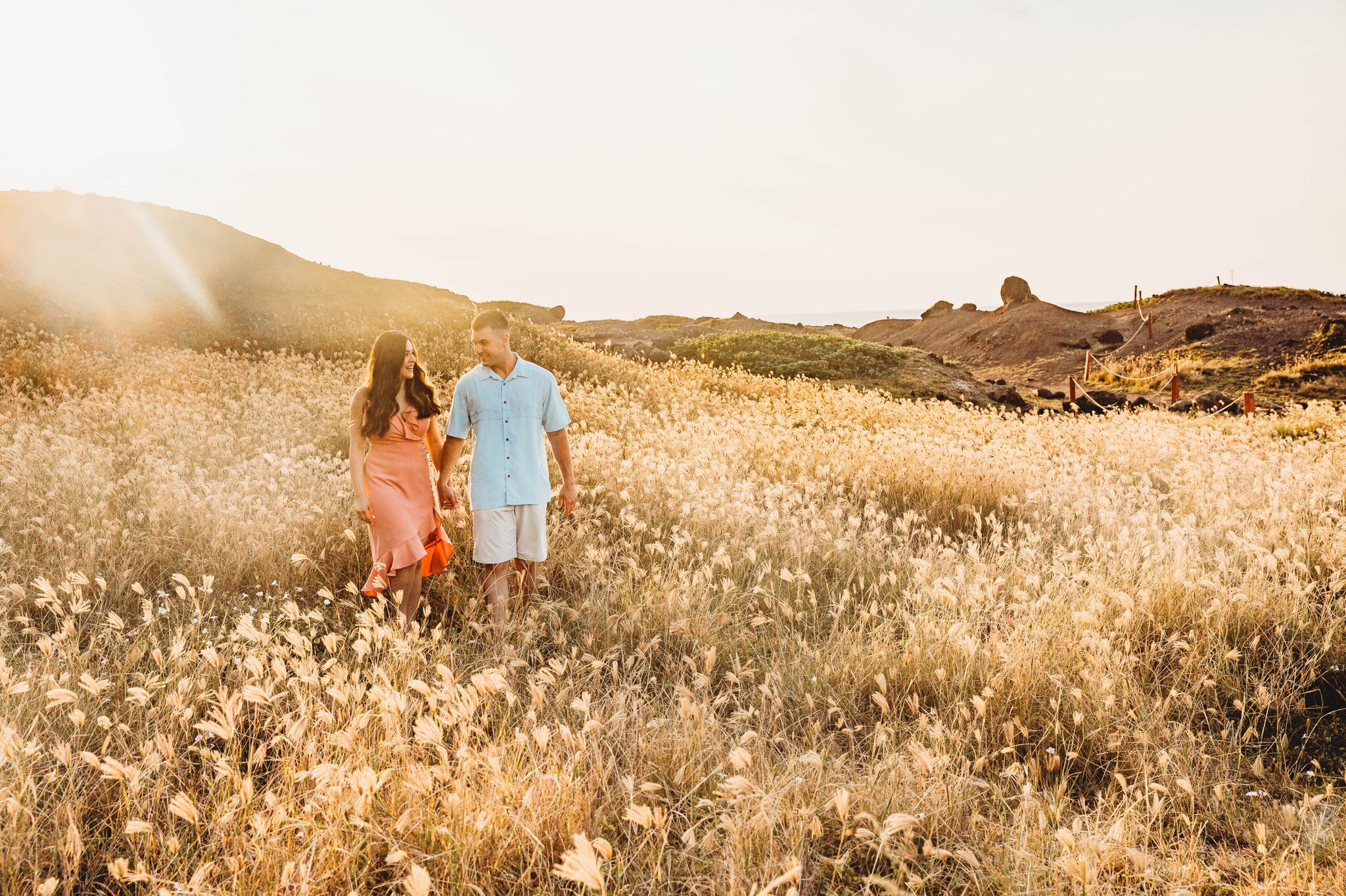 Romantic Sunset Engagement Photography Session at Kaena Point - Oahu Hawaii Photographer