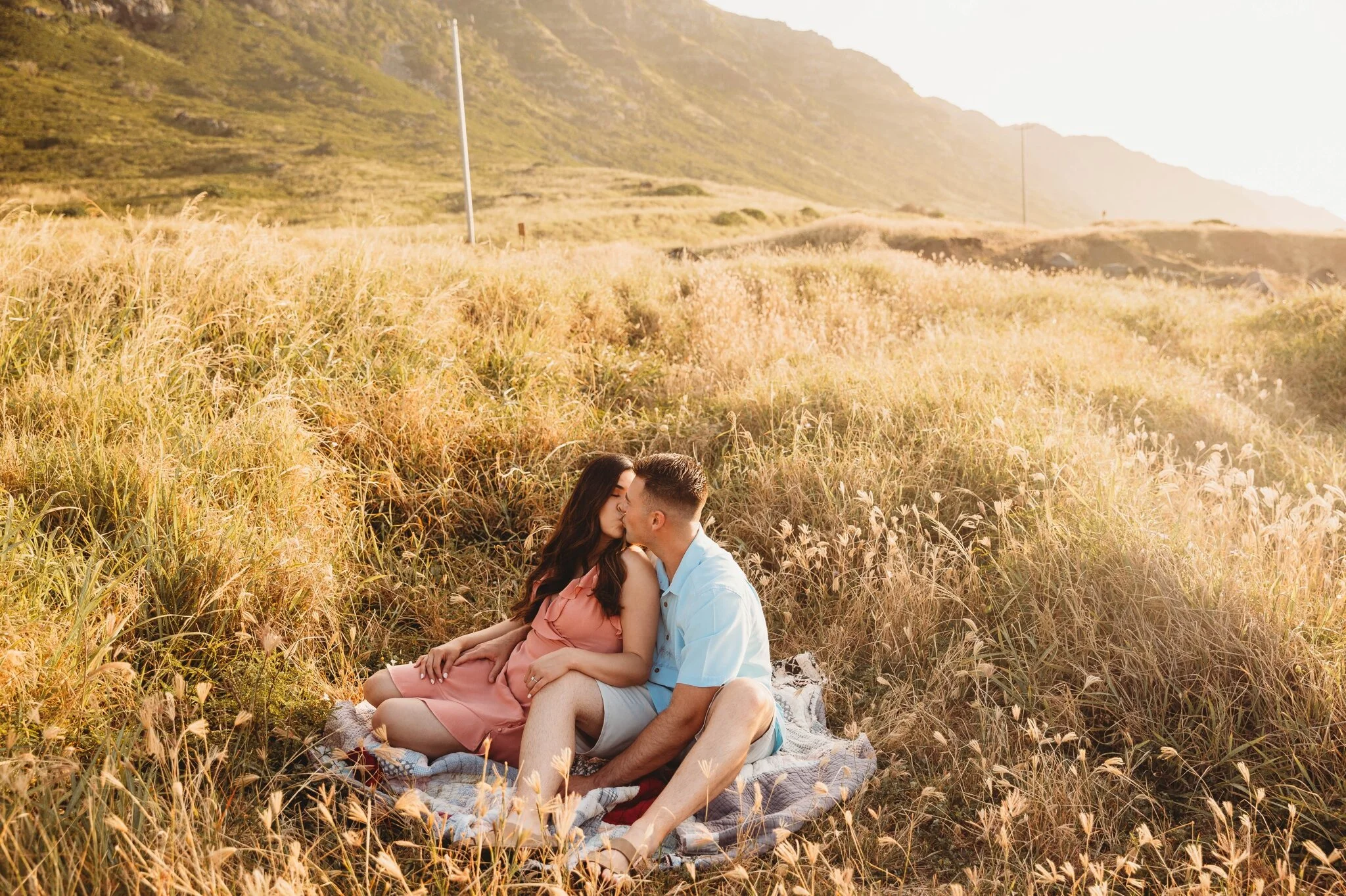 Romantic Sunset Engagement Photography Session at Kaena Point - Oahu Hawaii Photographer
