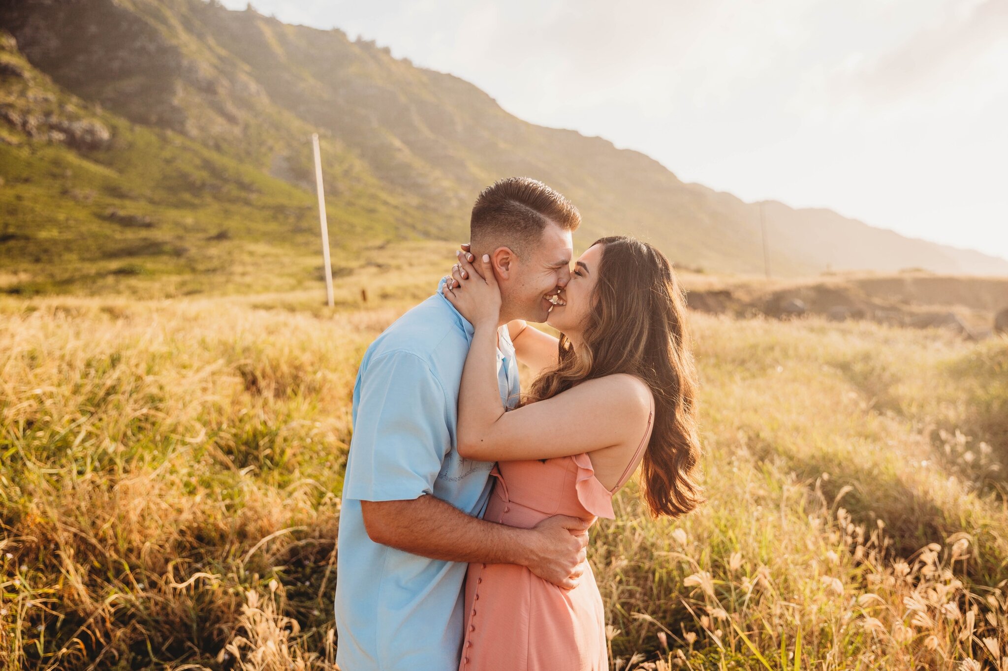 Romantic Sunset Engagement Photography Session at Kaena Point - Oahu Hawaii Photographer