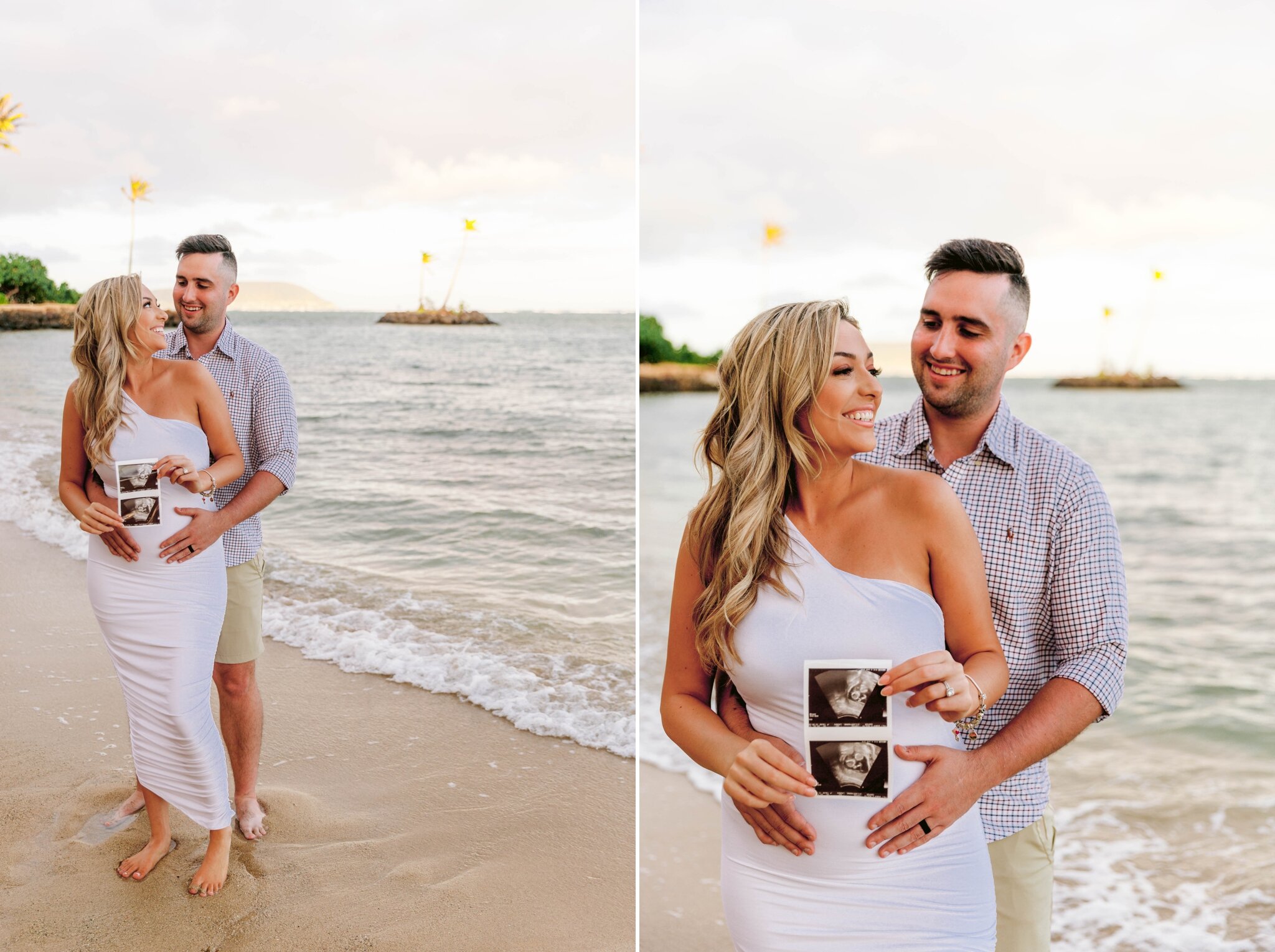 Baby Announcement at Waialae Beach Park - Oahu Maternity Photographer
