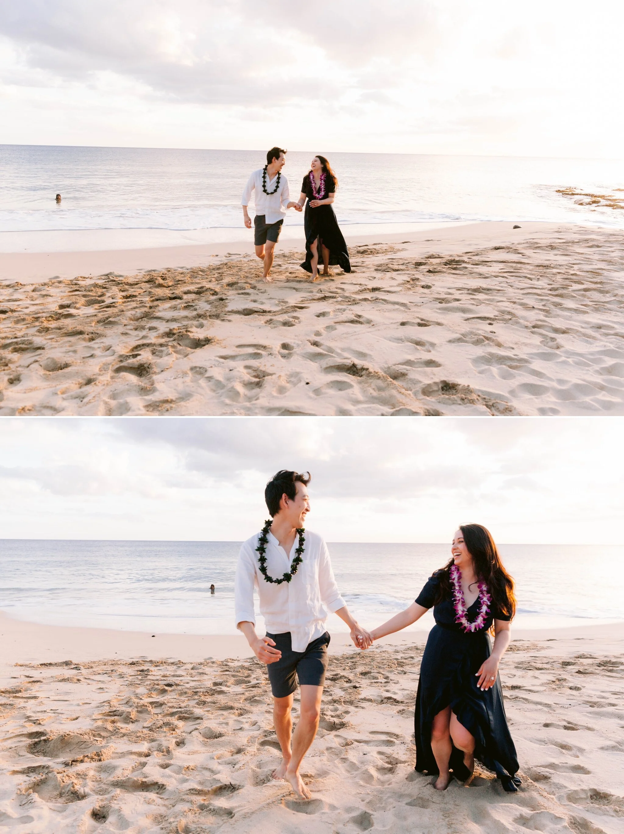 Sunset Proposal at Makua Beach with Ukulele Player - Oahu Engagement Photographer 
