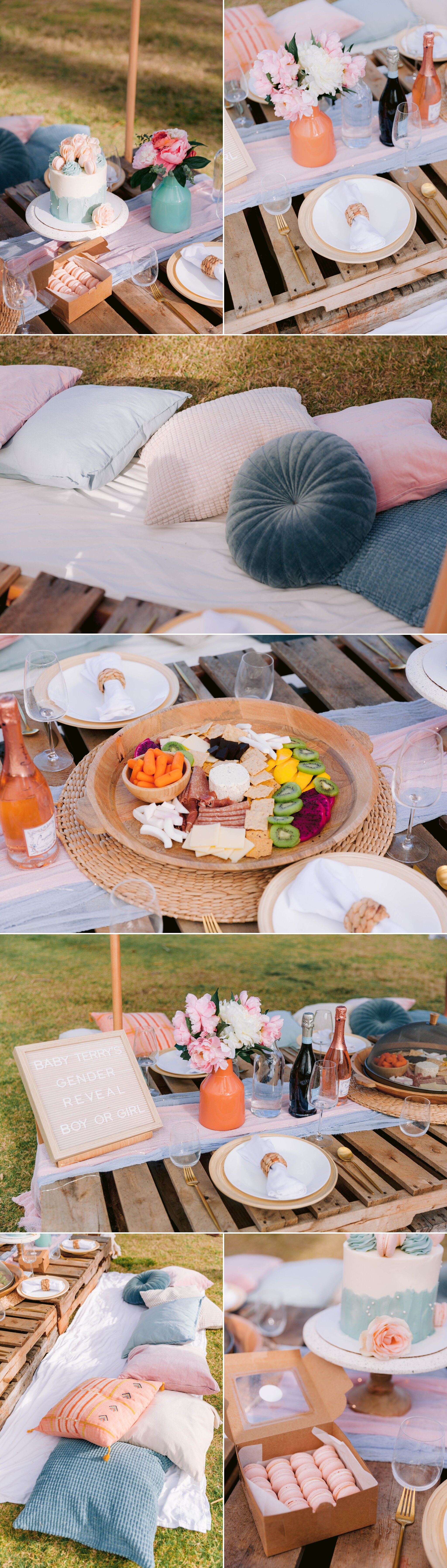 Gender Reveal Party with Luxury Picnic at Waialae Beach Park - Oahu Maternity Photographer