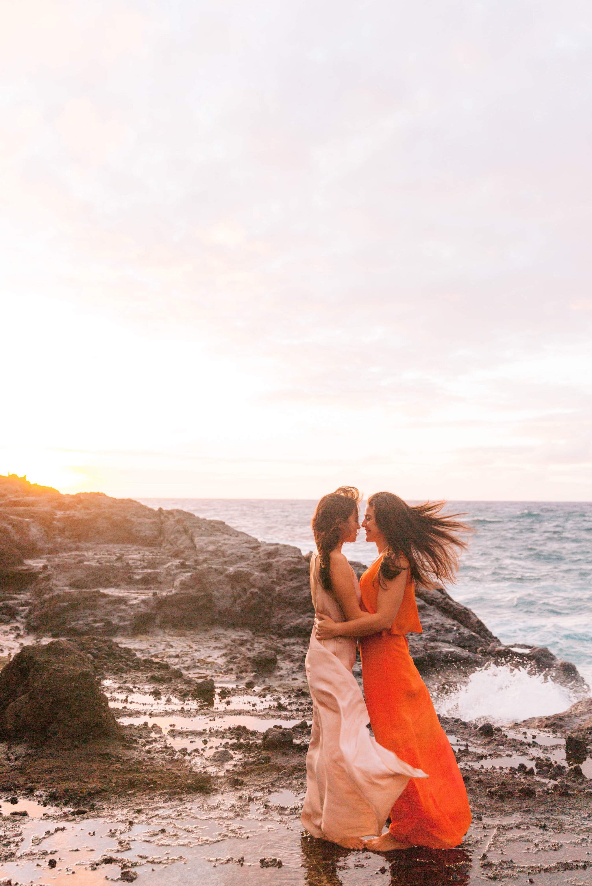 Same-Sex Engagement Photography Session at Halona Blow Hole - Oahu Wedding Photographer
