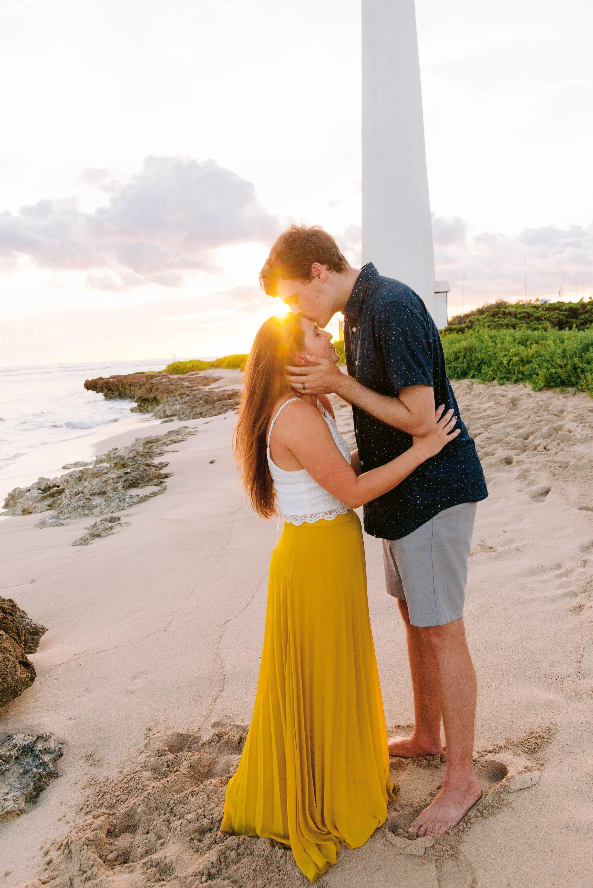 Sunset Engagement Session at Barbers Point Beach Park - Oahu Couples Photographer